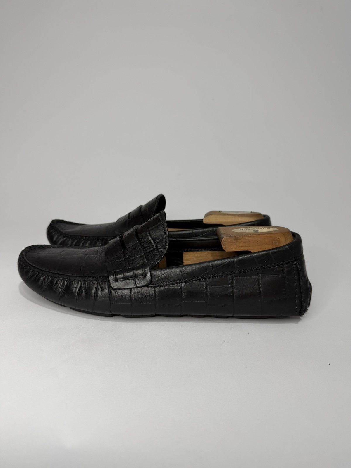 Louis Vuitton Louis Vuitton Black Croc Embossed Leather Driving Loafers Size US 8 / EU 41 - 5 Thumbnail