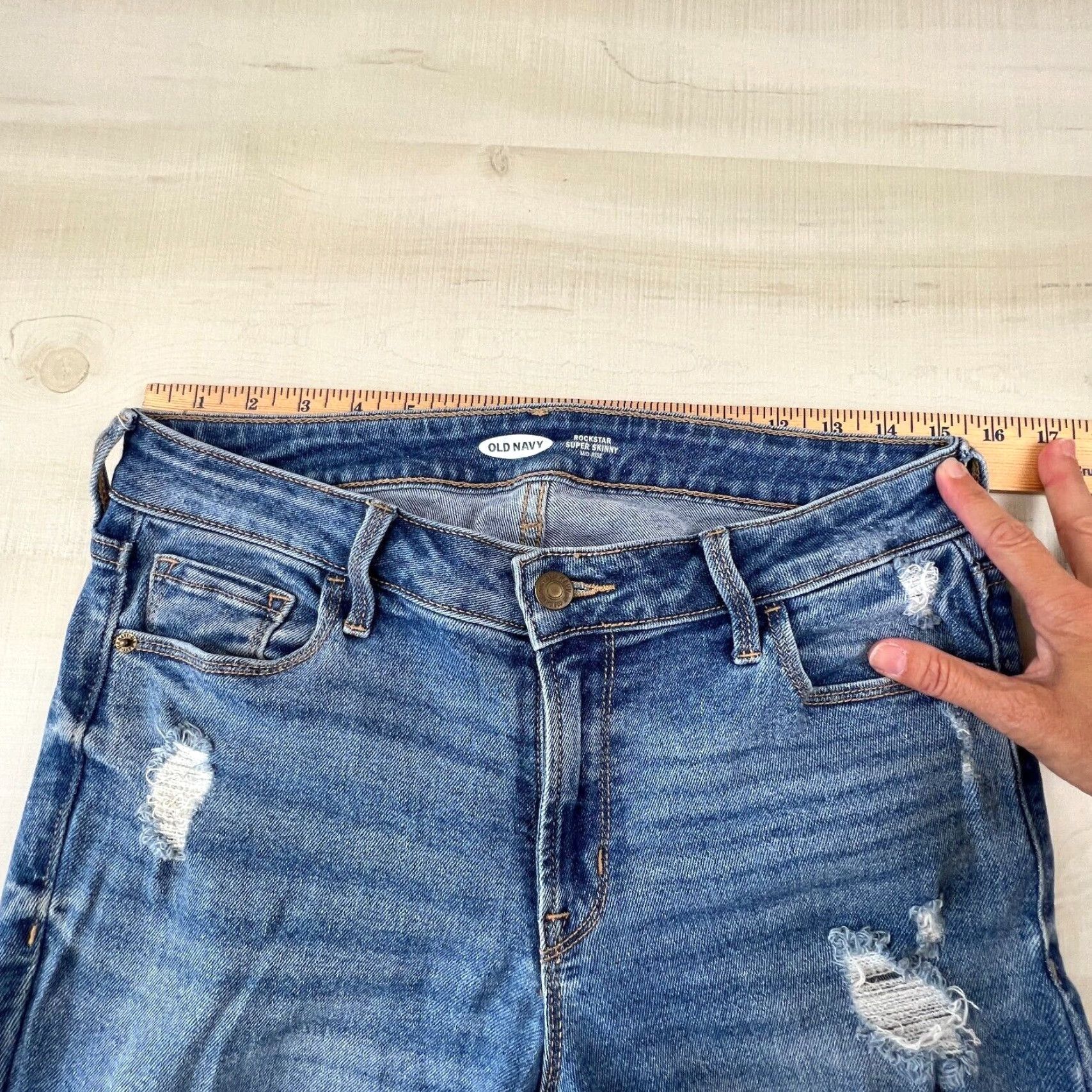 Old Navy Old Navy Jeans Womens 8 Blue Medium Wash Distressed Denim Skinny 5-Pocket Stretch Size 30" / US 8 / IT 44 - 7 Thumbnail