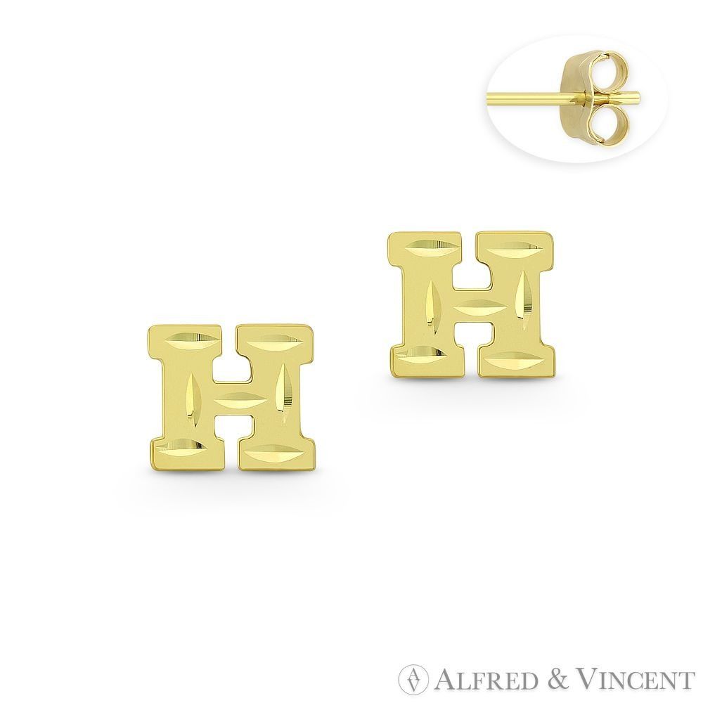Other Initial Letter "H" Stud Earrings with Push-Back Posts Size ONE SIZE - 1 Preview