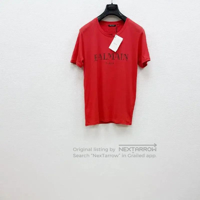 Balmain Red Cotton Short Sleeve Men's T-Shirt .