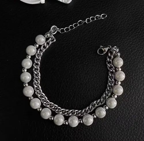 Designer × Vintage Retro reflective pearl silver bracelet Size ONE SIZE - 3 Thumbnail