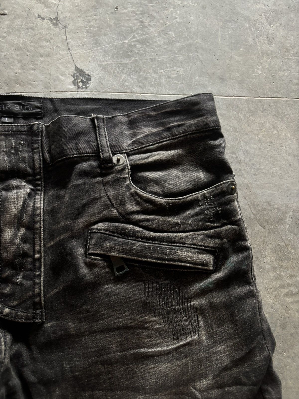 In The Attic IN THE ATTIC BIKER PANT BALMAIN STYLE SASHIKO DISTRESSED Size US 34 / EU 50 - 12 Thumbnail