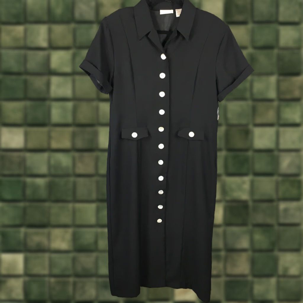 Vintage VINTAGE Mosaic Maxi Dress Womens 16 Black Shell Button Front Career Office Classic NEW Dress Size XXL / US 16-18 / IT 52-54 - 1 Thumbnail