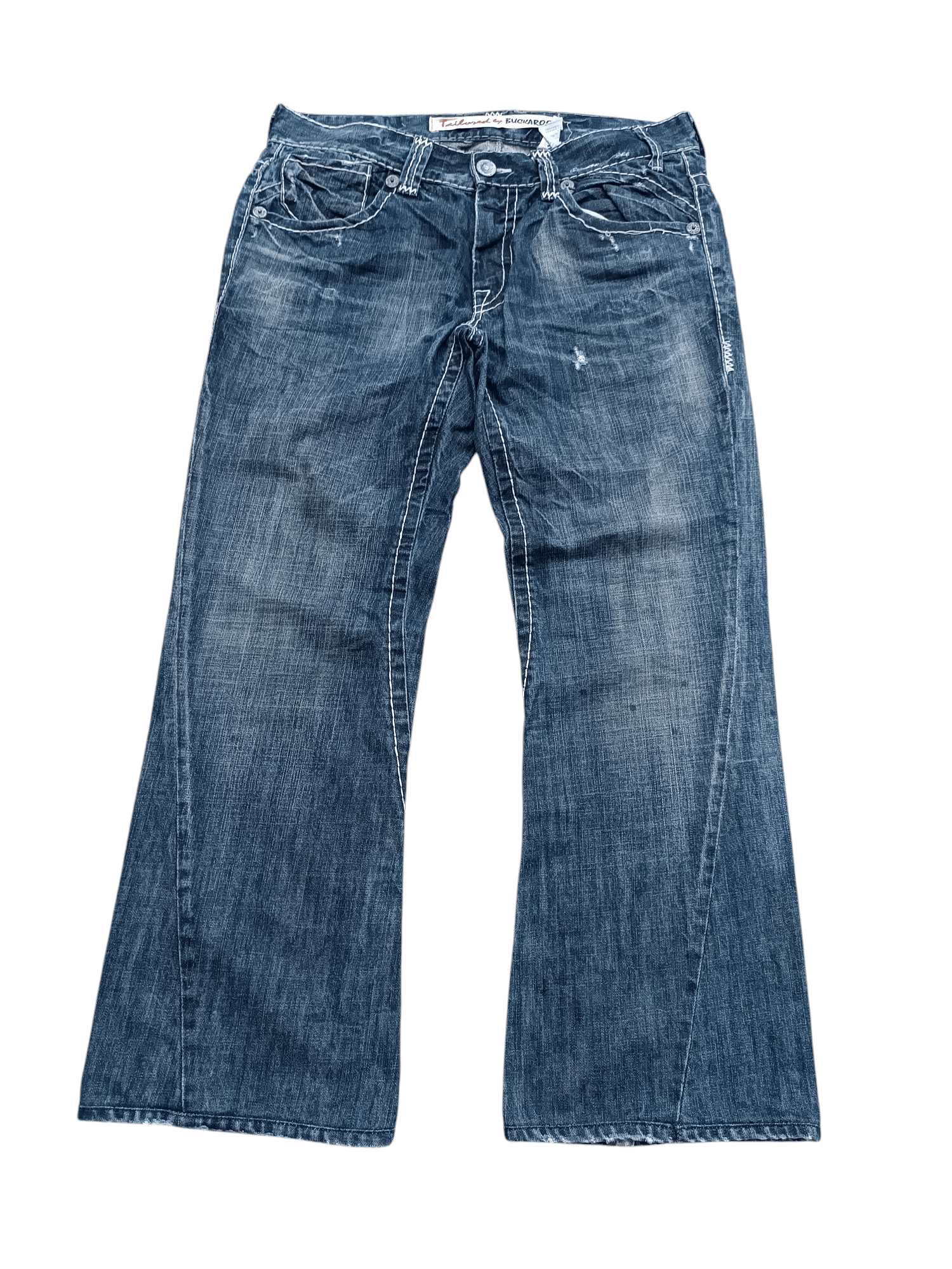 Japanese Brand FLARED💥BUCKAROO DISTRESSED DENIM PANT Size US 35 - 5 Thumbnail
