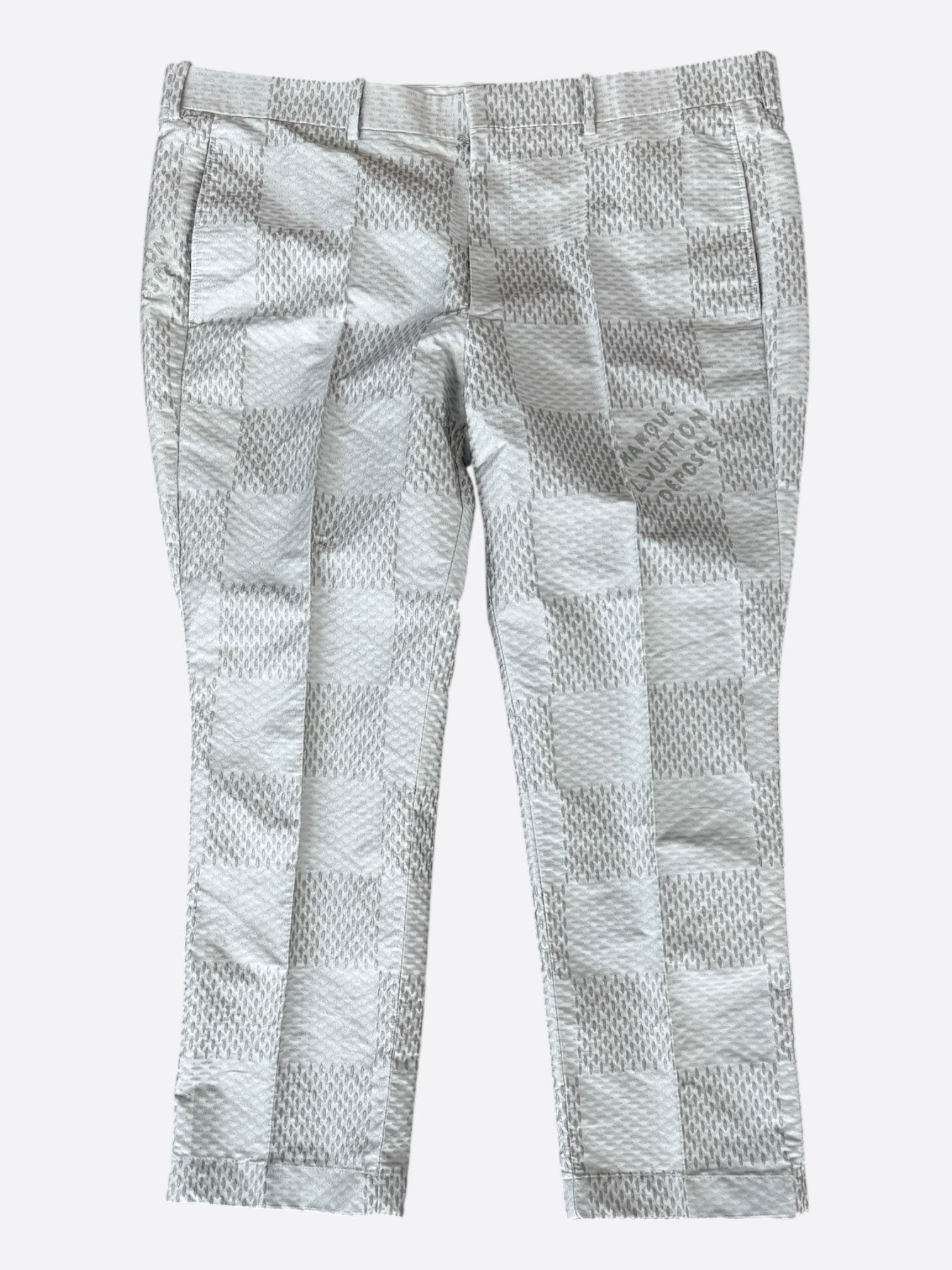Louis Vuitton Louis Vuitton White & Grey Giant Damier Pants Size US 40 / EU 56 - 1 Thumbnail