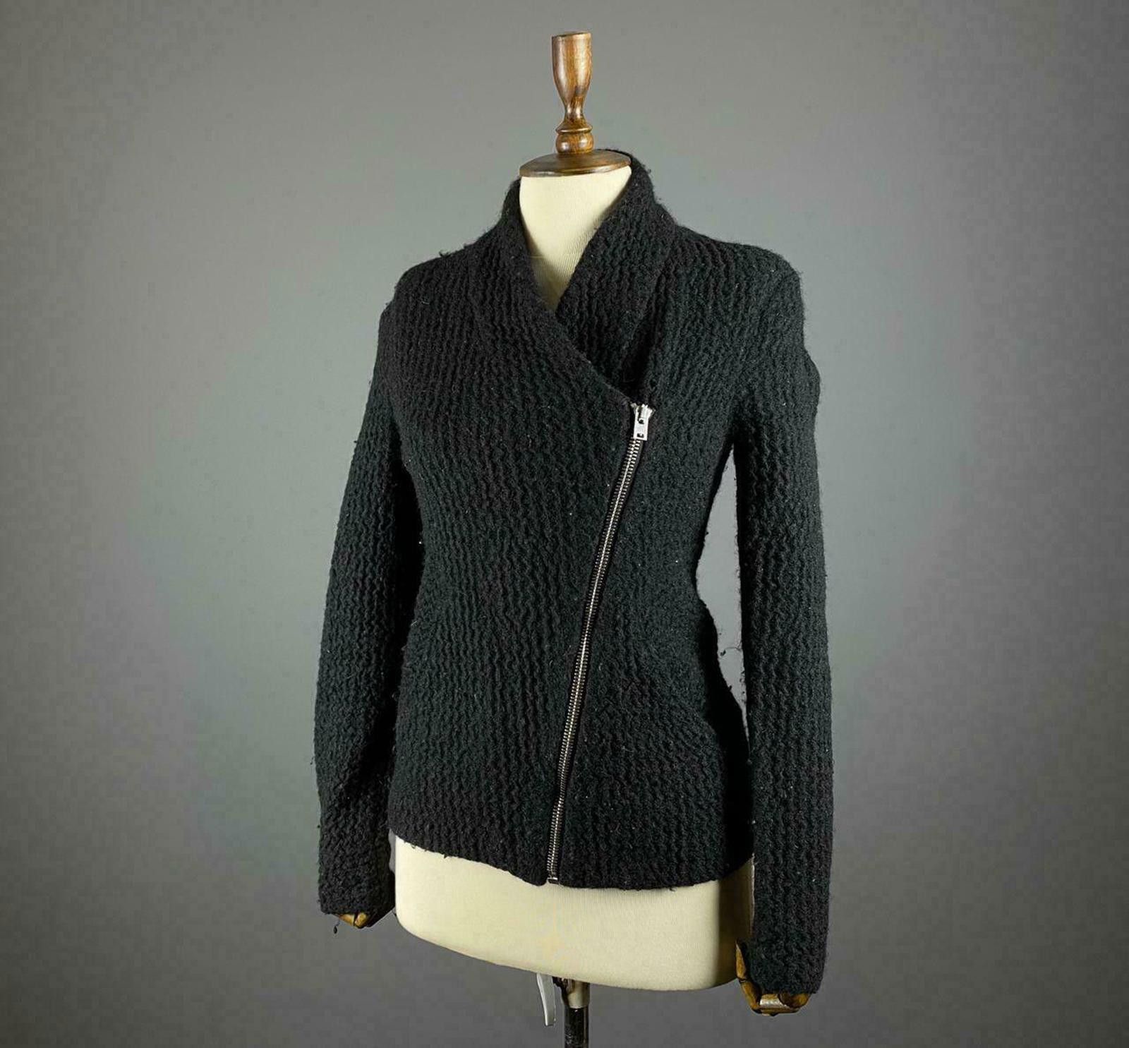 Iro IRO Cody Black Shawl Asymmetric Zip Up Wool Jacket Size 38 Size M / US 6-8 / IT 42-44 - 1 Thumbnail