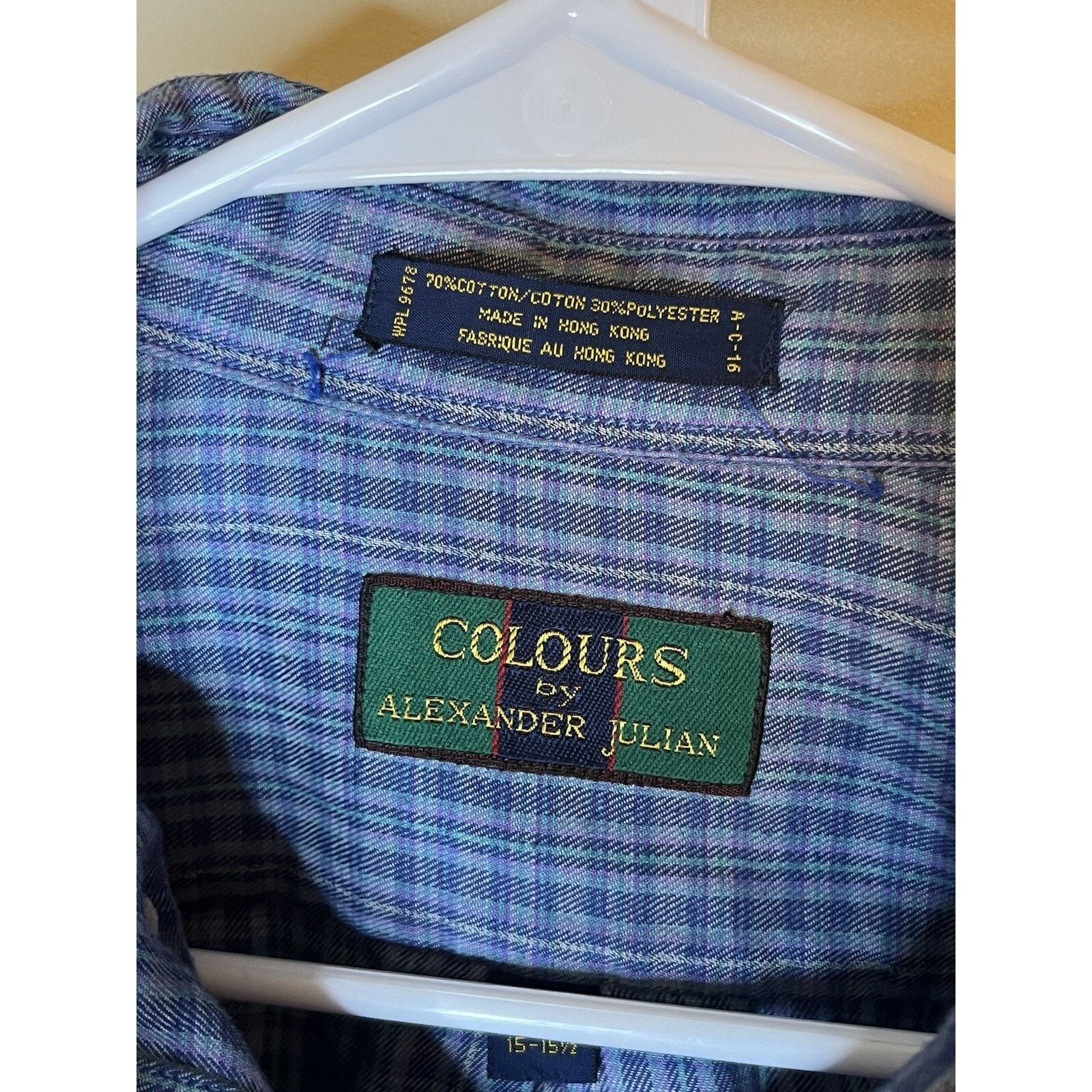 Alexander Julian Alexander Julian Colours Mens Medium Blue Plaid Dress Shirt Size US M / EU 48-50 / 2 - 2 Thumbnail