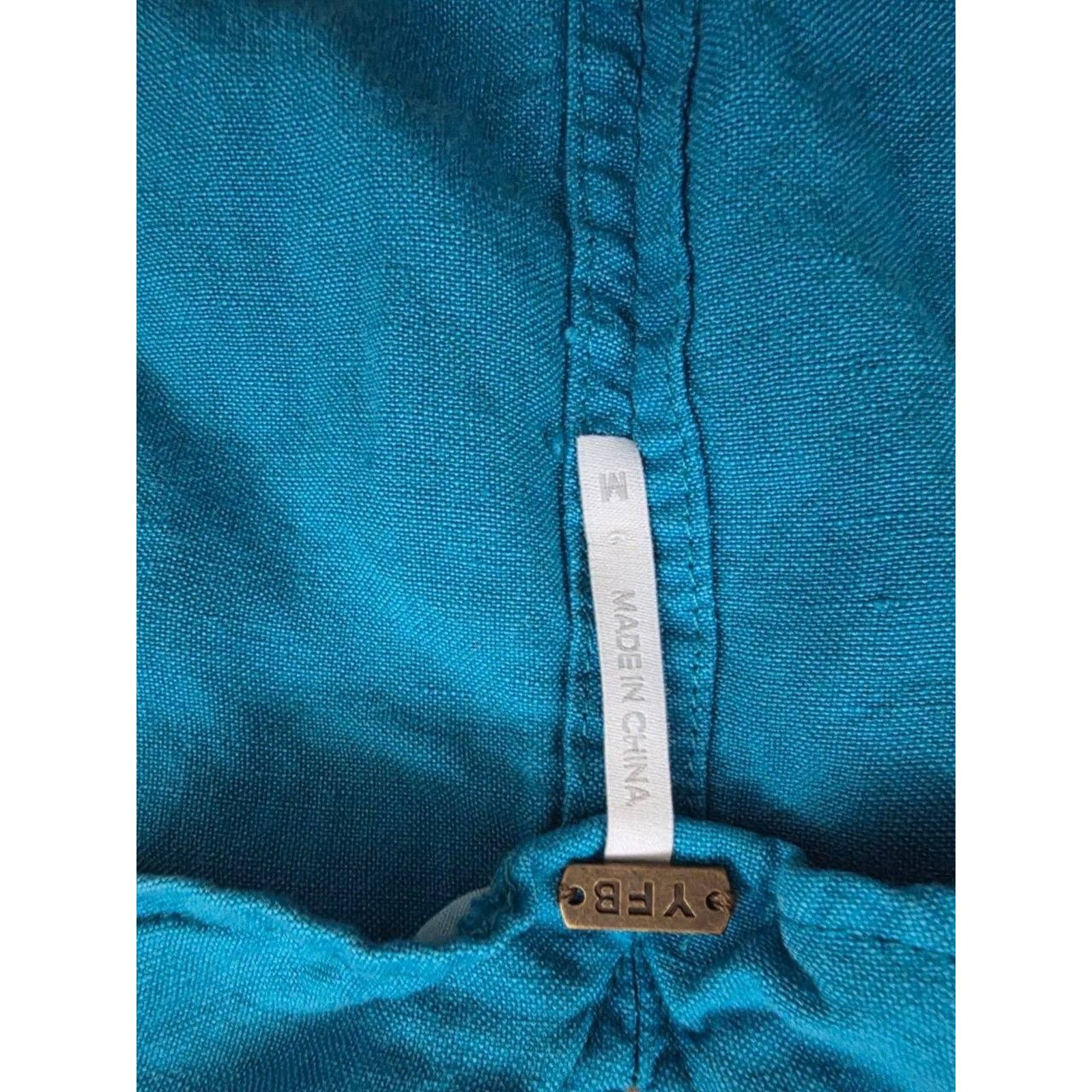 destin YFB Vest Top Sz Medium Linen Blend Button Up Blue A001556 Size M / US 6-8 / IT 42-44 - 5 Thumbnail