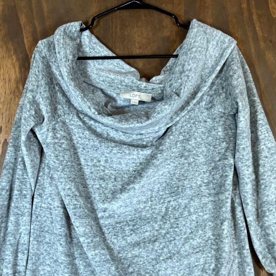 Loft LOFT Womens Sweater Heathered Gray Cowl Neck Soft Pullover Cotton Blend M Size M / US 6-8 / IT 42-44 - 2 Thumbnail