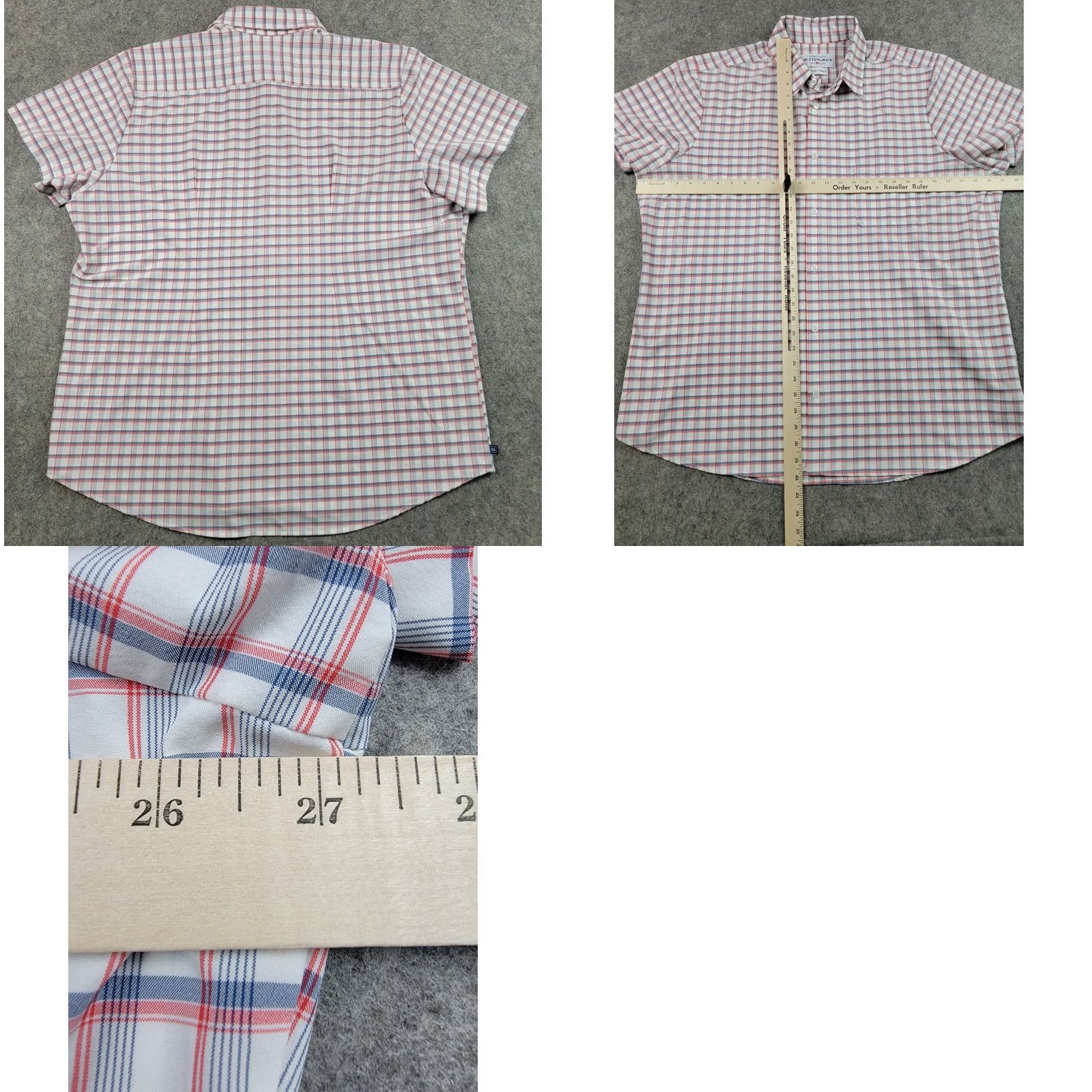 Mizzen+Main Mizzen+Main Shirt Mens 2XL Plaid Button-Down Short Sleeve, Button-Up, Multicolor, Classic, Designer, Casual, Travel, Fall Spring Summer, Regular Fit Size US XXL / EU 58 / 5 - 8 Thumbnail