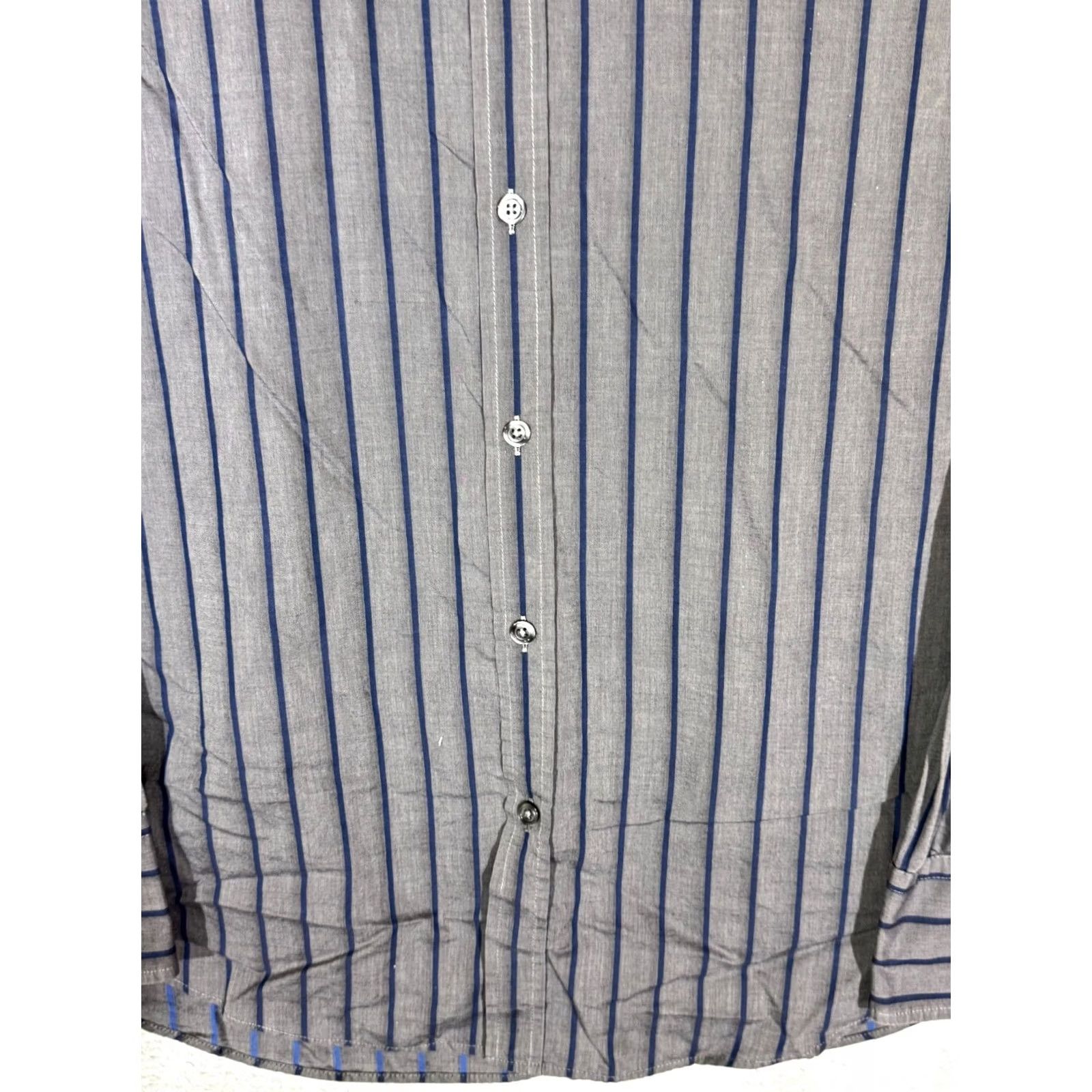 Hugo Boss VINTAGE Hugo Boss Men’s Shirt Large Gray Stripe 100% Cotton Fitted Button-Up Excellent Size US L / EU 52-54 / 3 - 6 Thumbnail