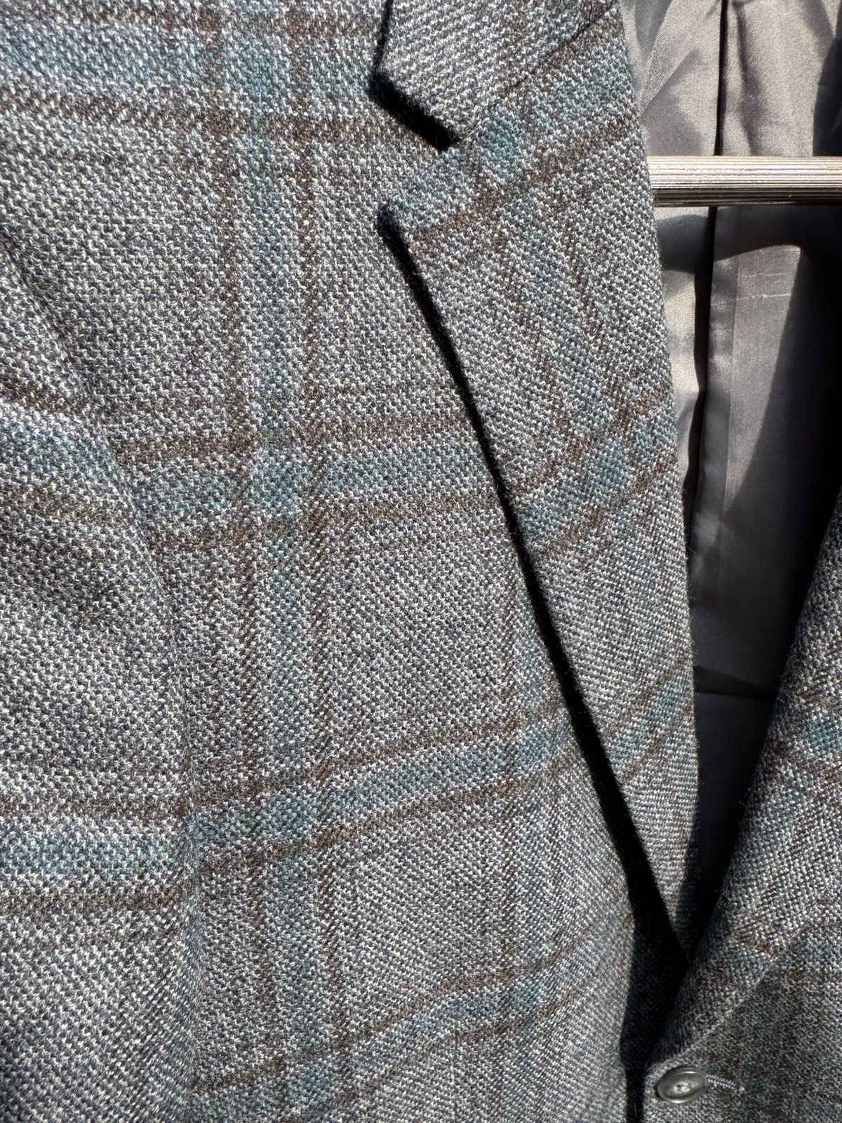 Other E. Thomas Blazer 38r Super 130s & Cashmere Checked Dual Vent Size 38R - 2 Thumbnail