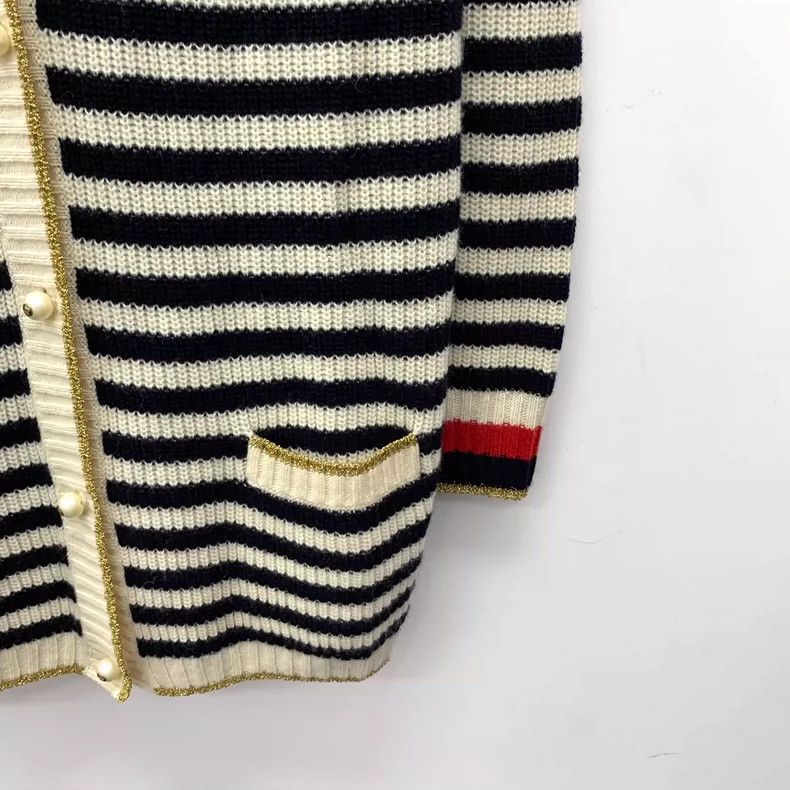 Gucci Gucci Color-blocked striped wool V-neck single-breasted lon Size M / US 6-8 / IT 42-44 - 4 Thumbnail
