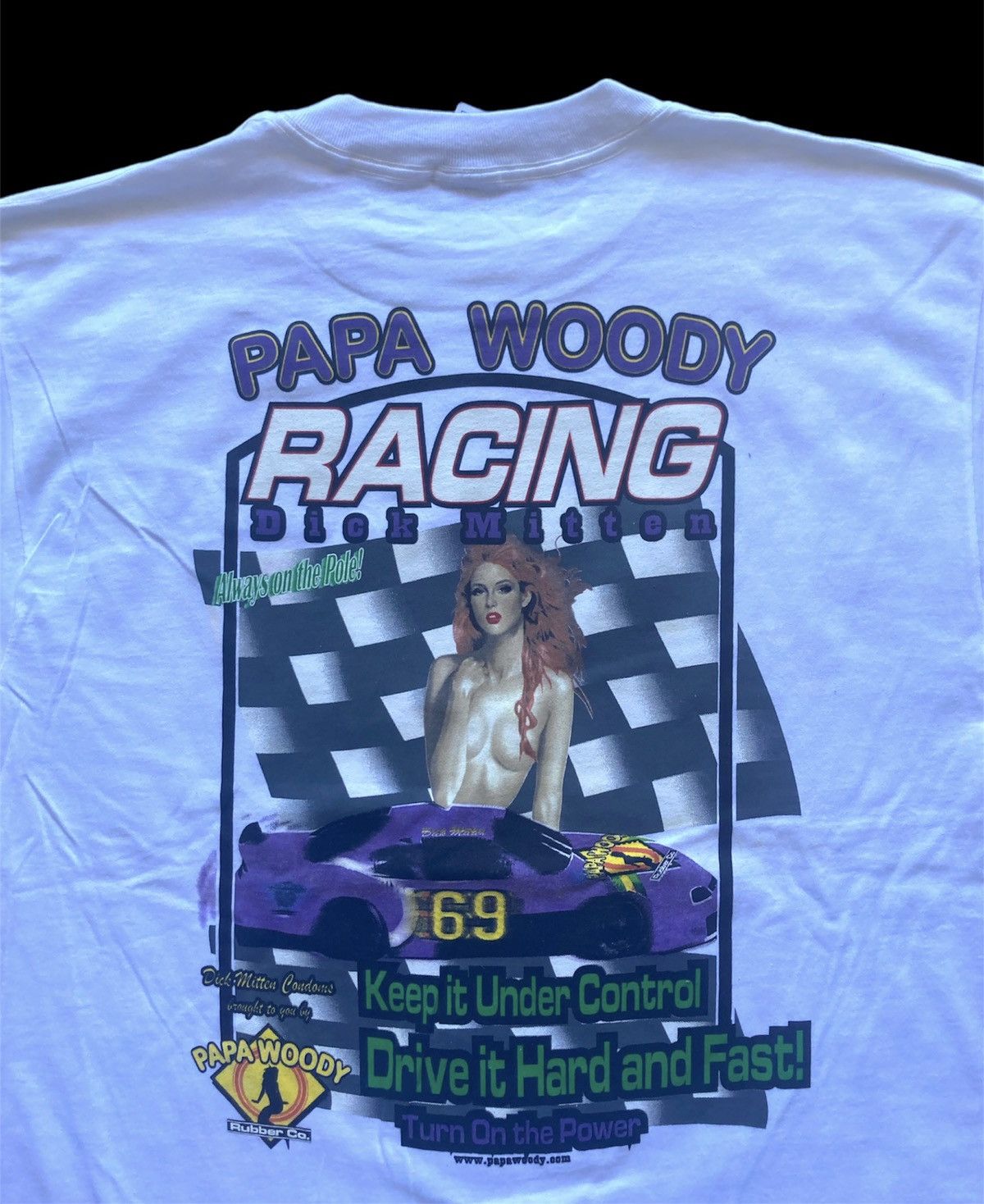 Vintage Vintage Deadstock 1998 Pappa Woodys condoms Racing promo tee Size US L / EU 52-54 / 3 - 1 Thumbnail