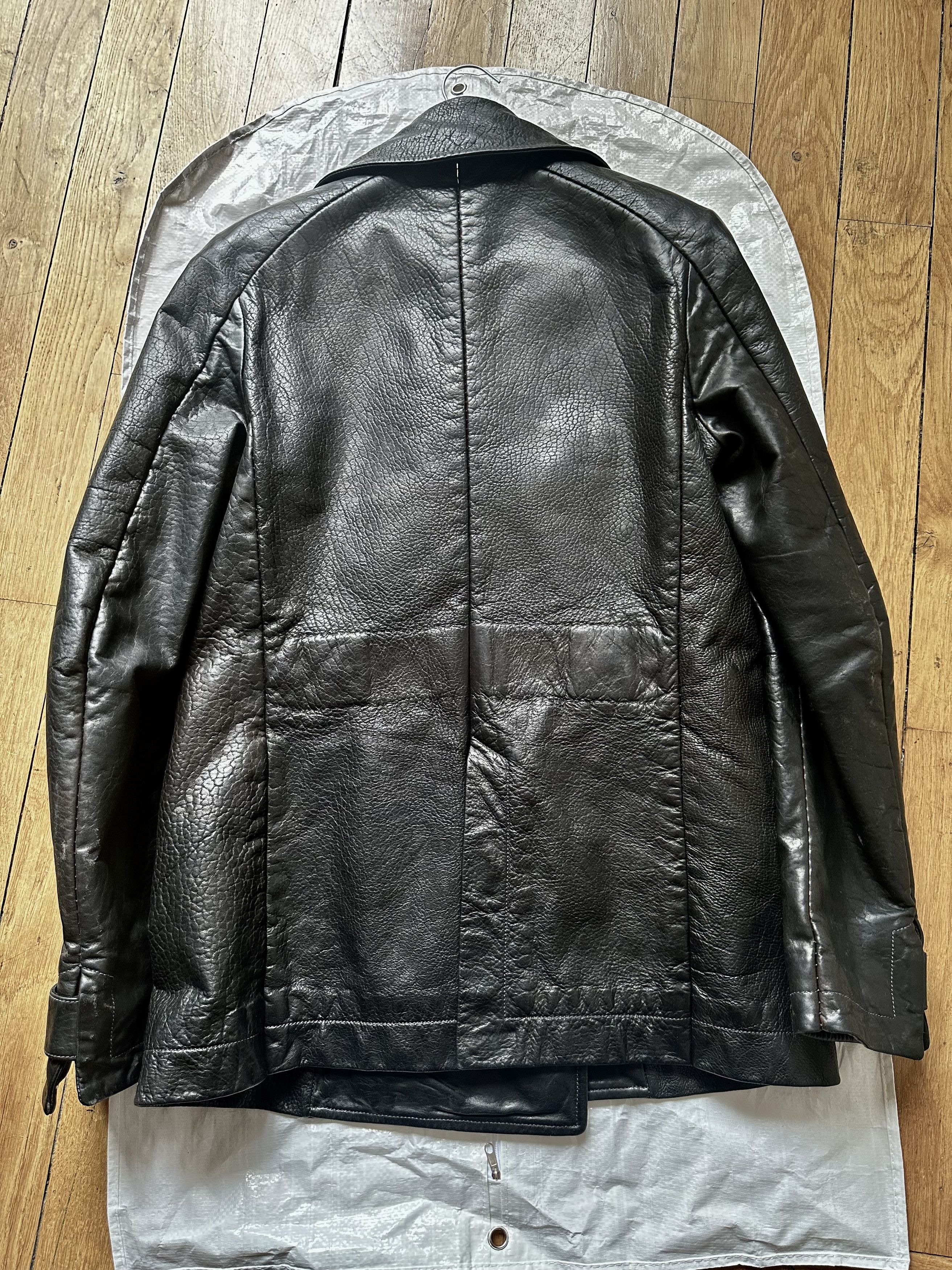 Carol Christian Poell O. D. LINED-UNLINED CHAIN SEAM BACK RAGLAN LEATHER CABAN Size US S / EU 44-46 / 1 - 4 Thumbnail