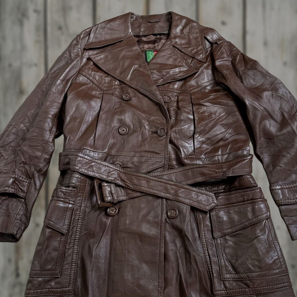 Vintage VINTAGE Raffaelo Creations Leather Pea Coat Jacket Long 42 Brown Men Size 42 Vintage 1970s Size US XS / EU 42 / 0 - 1 Thumbnail