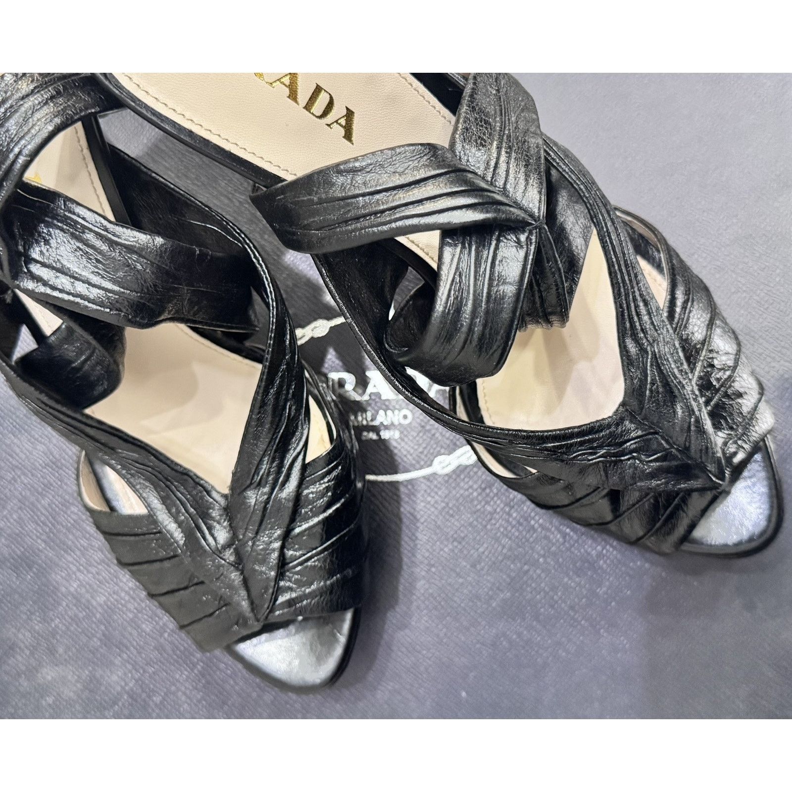 Prada PRADA ANTIC SOFT NERO BLACK PLATFORM CRISS SHOES SZ 41 10.5 Size US 10.5 / IT 40.5 - 8 Thumbnail