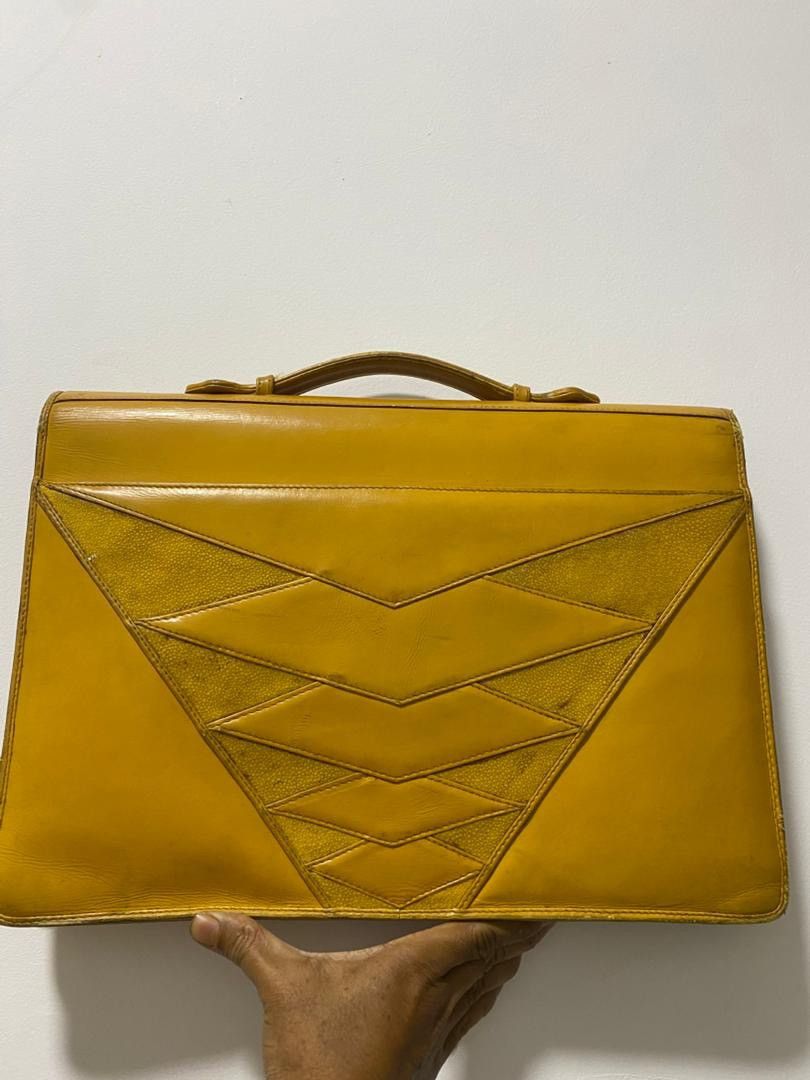 Lancel Lancel Paris Vintage Yellow Stingray Leather Briefcase Size ONE SIZE - 2 Thumbnail