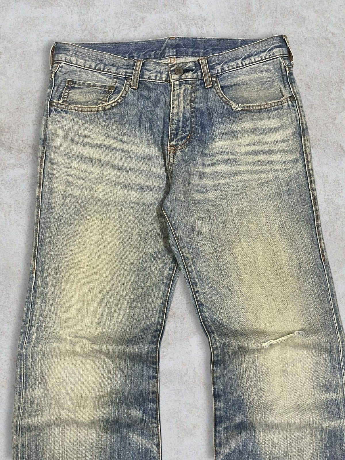 ABAHOUSE Japanese Denim Abahouse High Waist Blue Wash Ripped Jeans Size 32" / US 10 / IT 46 - 2 Thumbnail