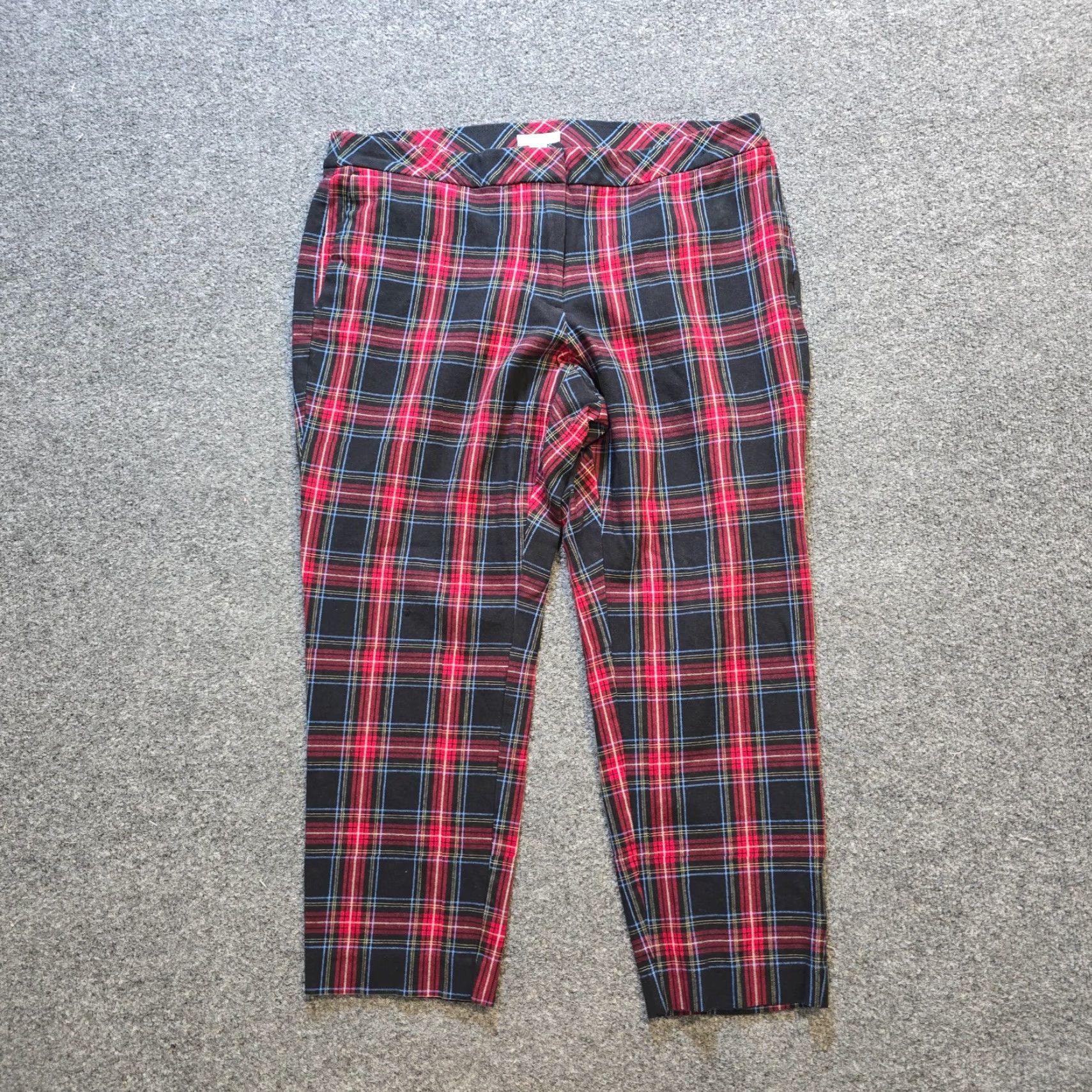 J. Jill J. Jill Pants Women 14P Red Plaid Bi Stretch Legging Ankle Crop Career Tapered Flat Front Ponte Cotton Rayon Spandex 24in Inseam Casual Travel Women's Size 36" / US 14 / IT 50 - 2 Thumbnail