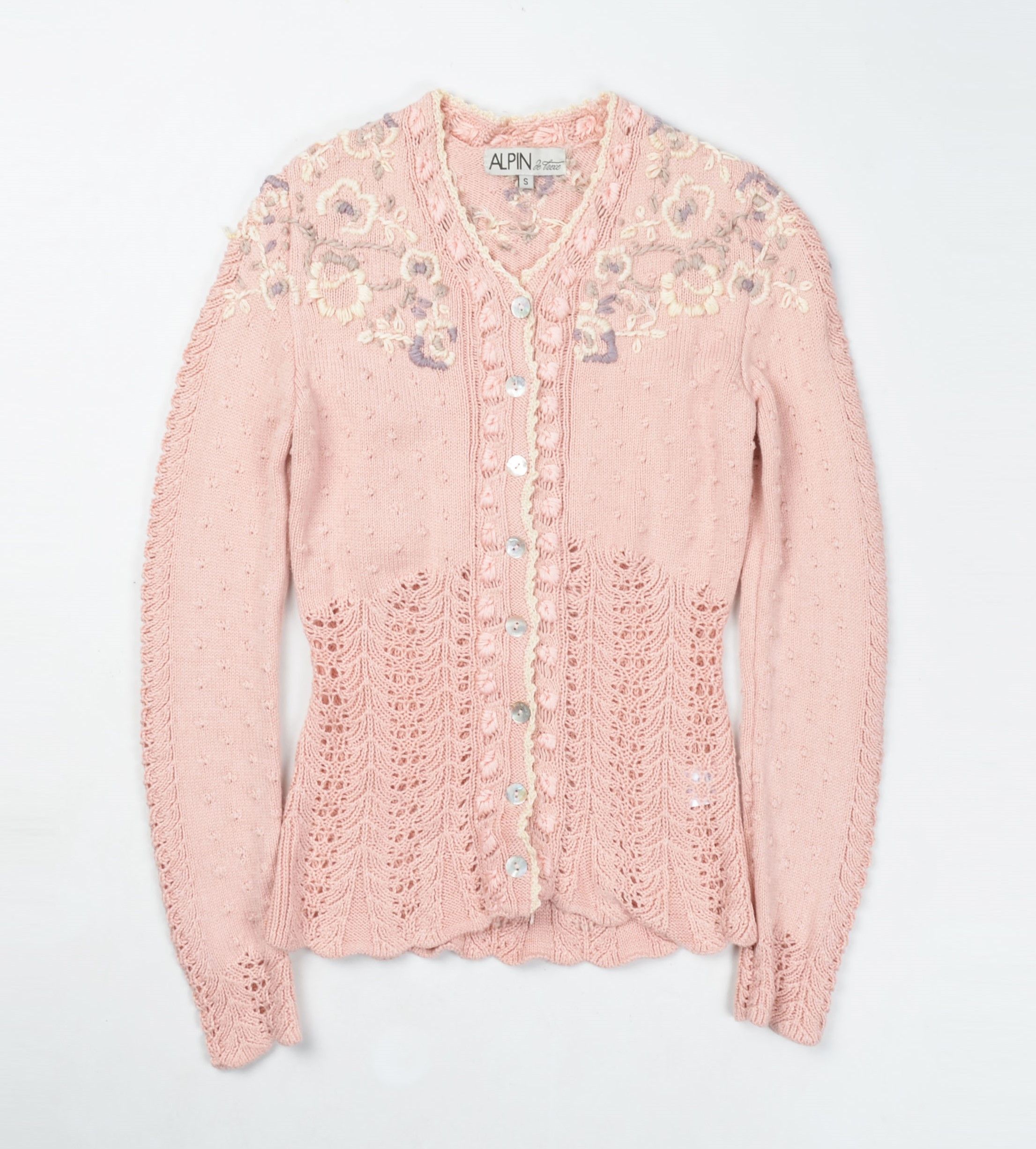 Other Alpin De Luxe Vintage Y2K Cottagecore Crochet Knit Cardigan Size S / US 4 / IT 40 - 4 Thumbnail