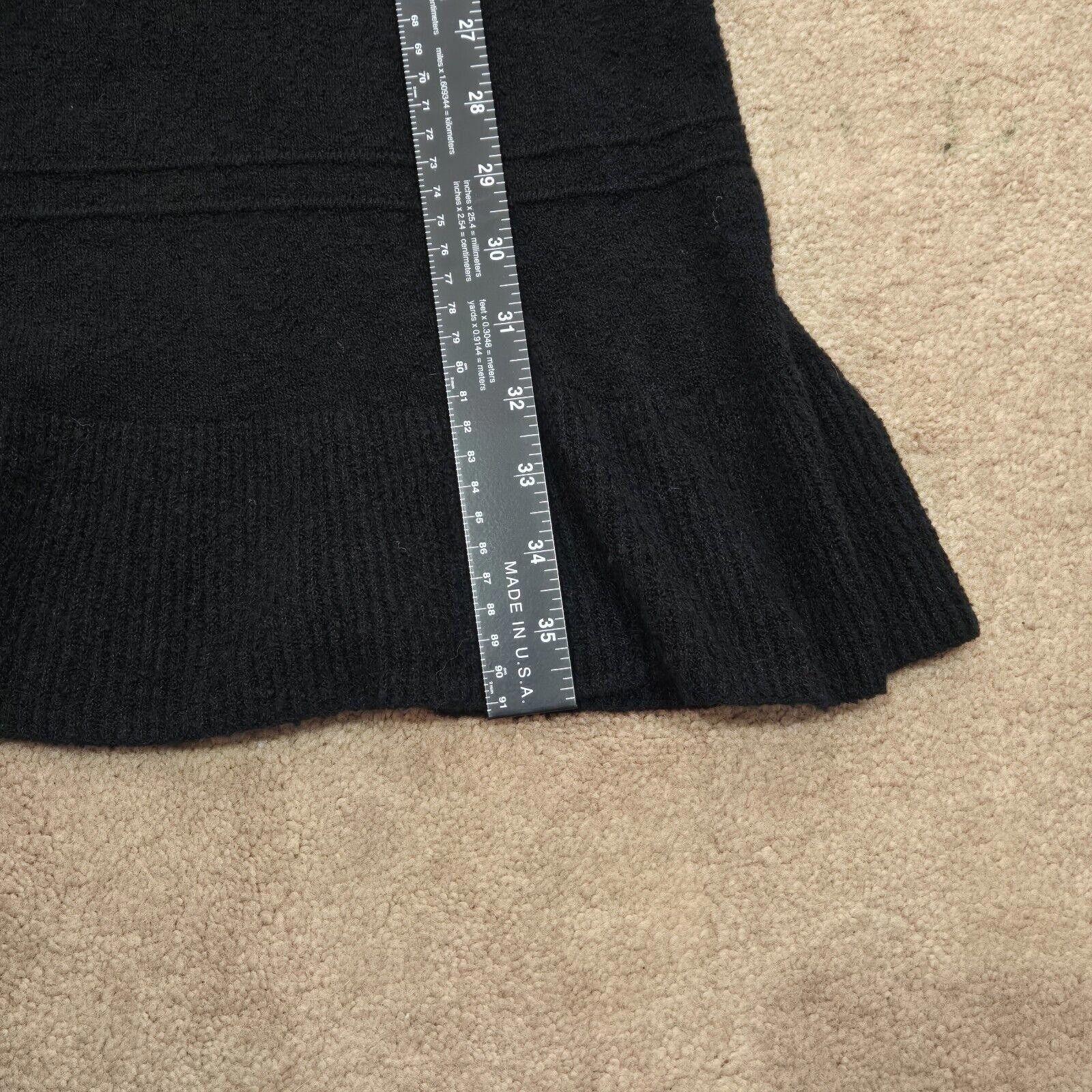 Designer Sundays Anthro Mini Knit Dress Ruffled Sleeve Black V Neck L Size L / US 10 / IT 46 - 10 Thumbnail