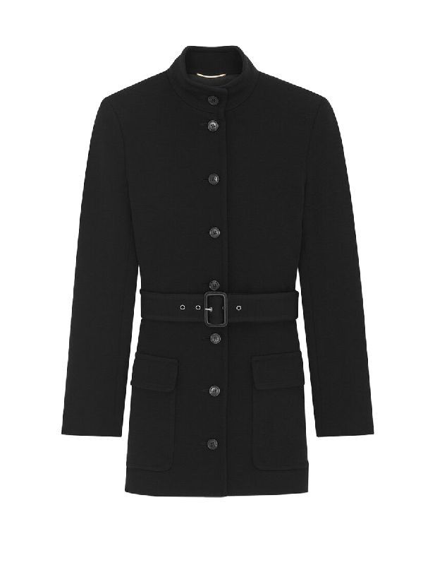 Saint Laurent Paris oc11z0126 777334 Tunic Jacket in Wool Jersey in Black Size S / US 4 / IT 40 - 1 Thumbnail
