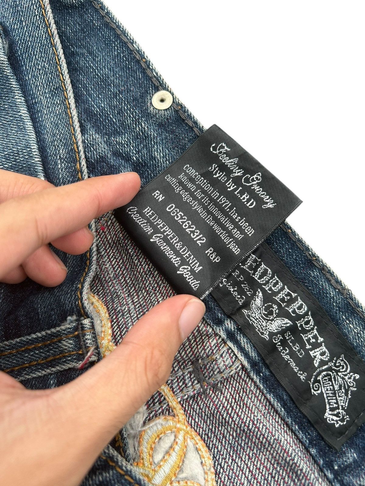 If Six Was Nine Flare Red Pepper Japanese Punk Bondage Distressed Denim Jean Size US 32 / EU 48 - 16 Thumbnail