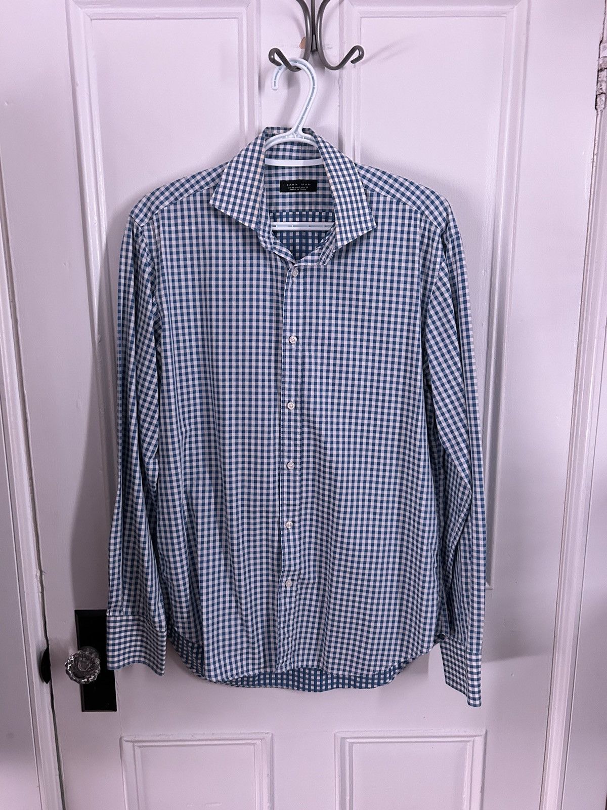 Zara Zara blue checkered dress shirt Size US L / EU 52-54 / 3 - 1 Thumbnail