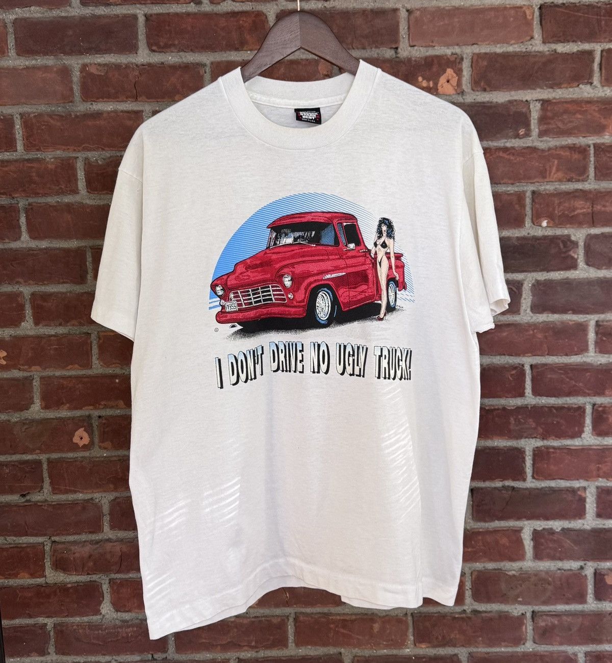Vintage 90s I Don’t Drive No Ugly Truck Pin Up Girl Tee