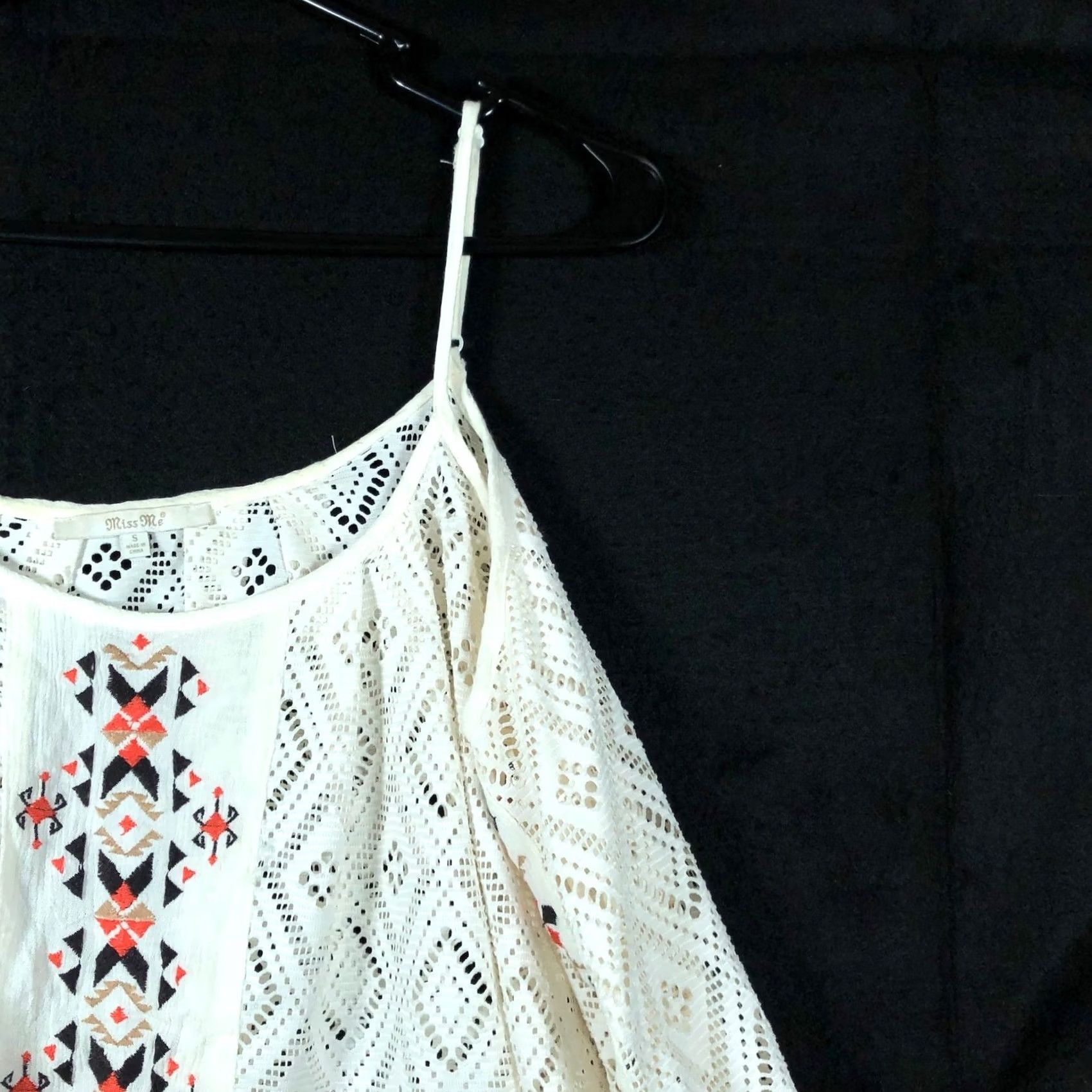 Miss Me Miss Me Blouse Ivory Laser Diamond Cold Shoulder Sheer Small Womens Shirt Small Size S / US 4 / IT 40 - 6 Thumbnail