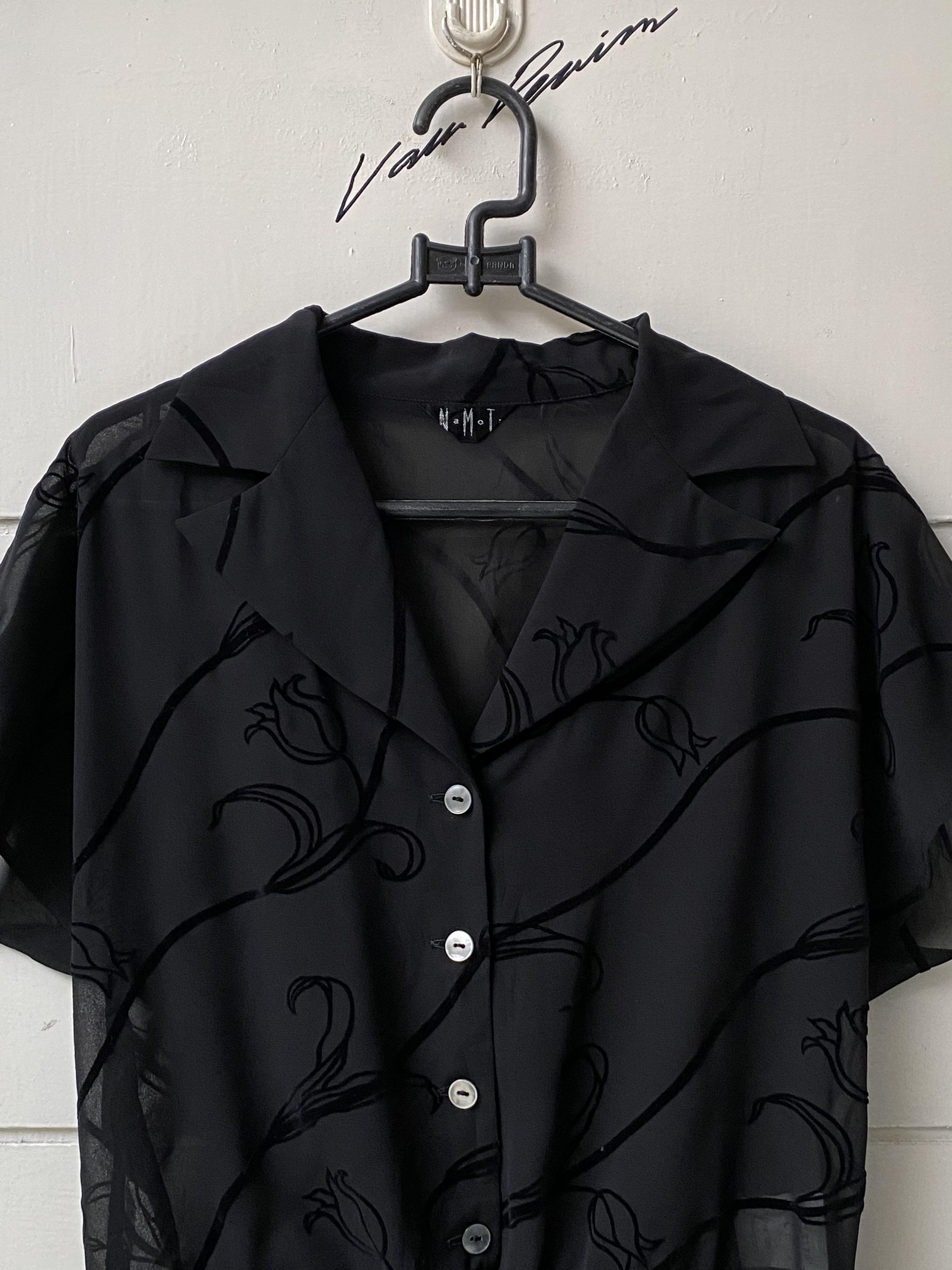 Japanese Brand NAMOTO Punk Bondage Black Mesh Blouse Size XS / US 0-2 / IT 36-38 - 11 Thumbnail