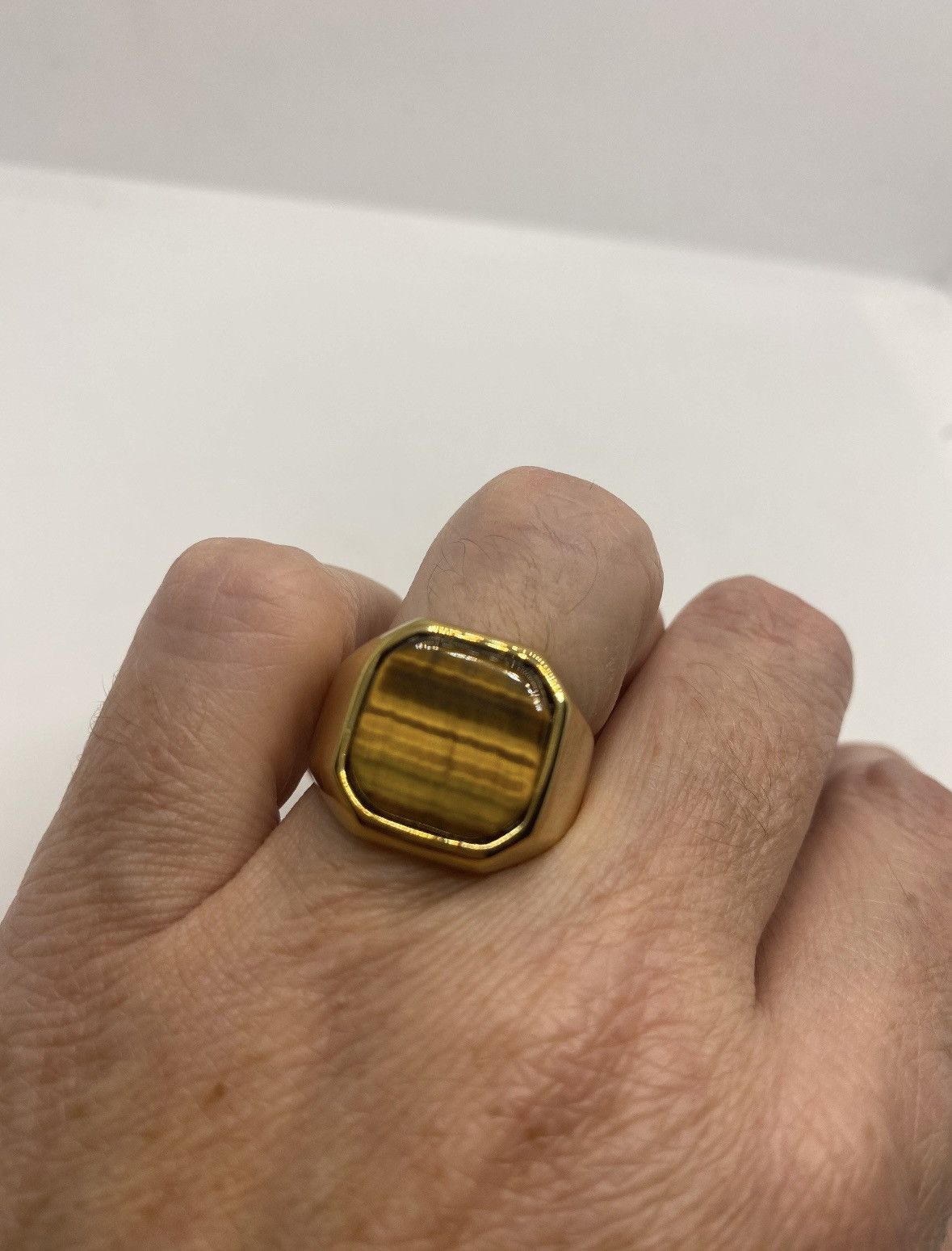 Vintage Vintage Tiger eye gold ring Size ONE SIZE - 2 Thumbnail