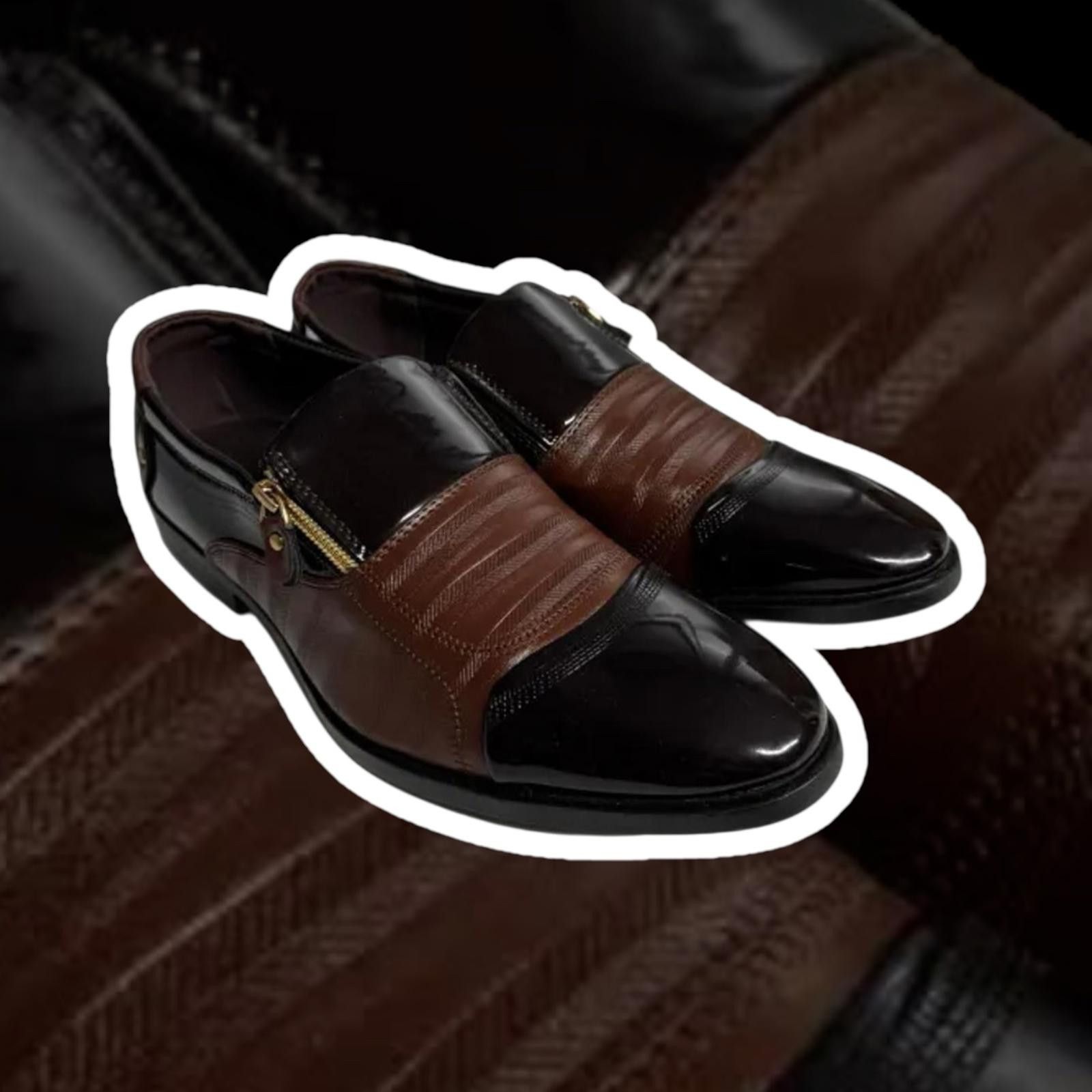 Designer Stylish Brown and Black Slip-On Shoes Size US 10 / EU 43 - 1 Thumbnail