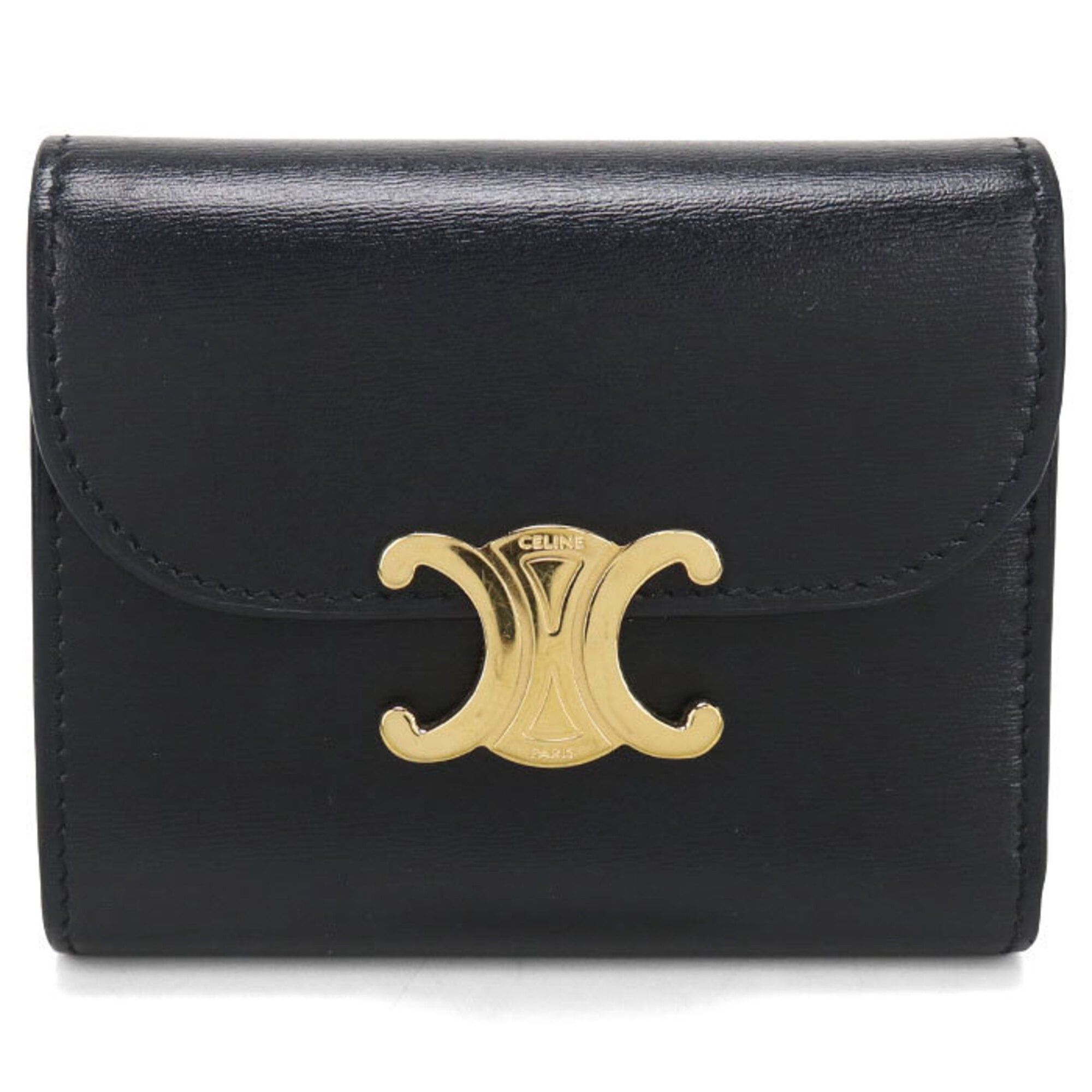 Celine Celine Tri-fold Wallet Small Flap Triomphe Women's Black Size ONE SIZE - 1 Thumbnail
