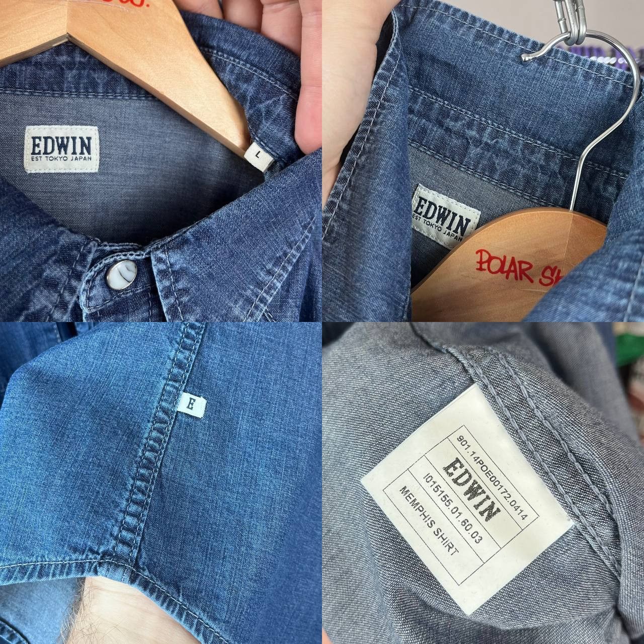 Edwin EDWIN Memphis Blue Denim Button Shirt Size L Size US L / EU 52-54 / 3 - 10 Thumbnail