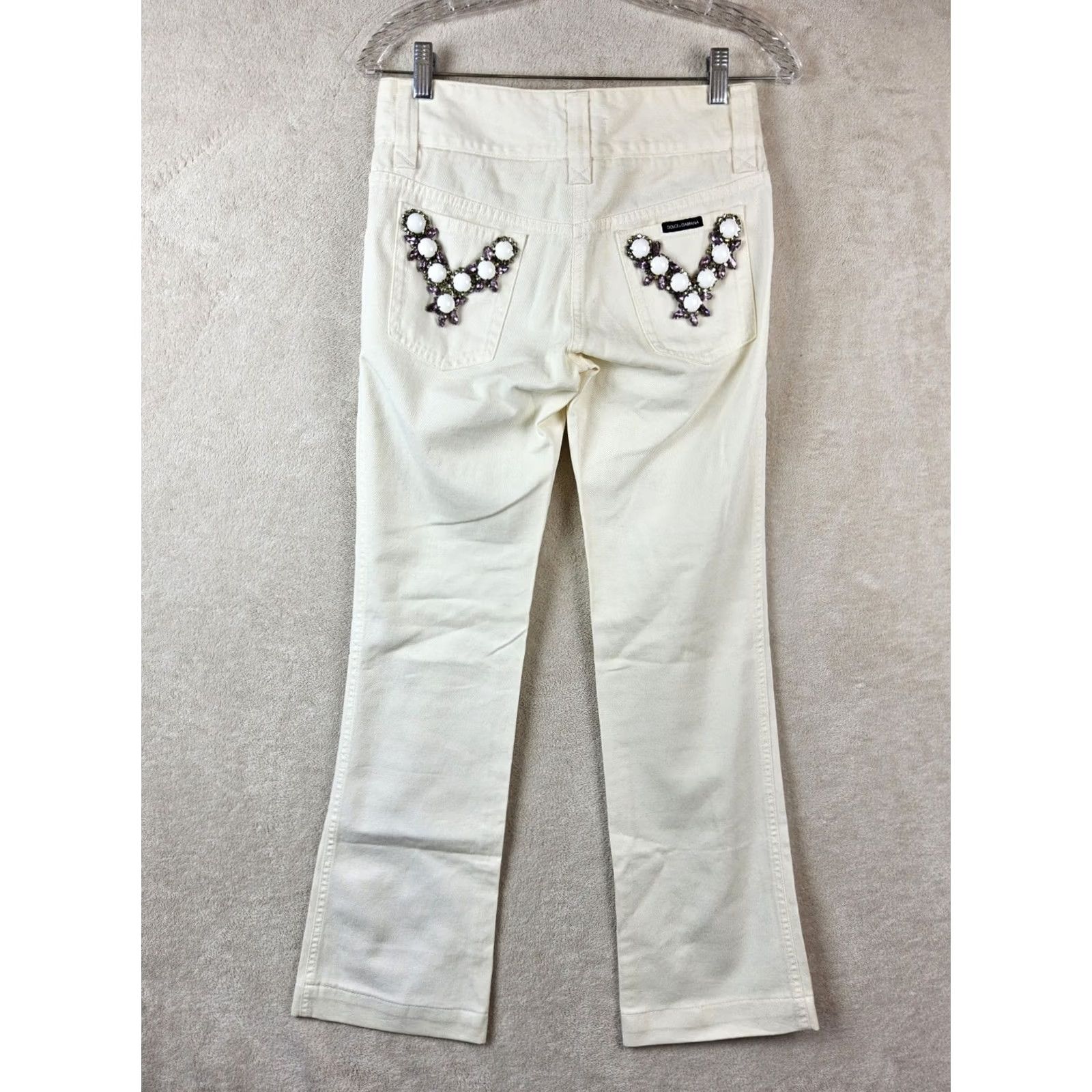 Dolce & Gabbana Dolce&Gabbana Jeans Women Rhinestone Pocket Beige 38 Size 38 Straight Pockets Vintage? (remove question) Size 26" / US 2 / IT 38 - 7 Thumbnail