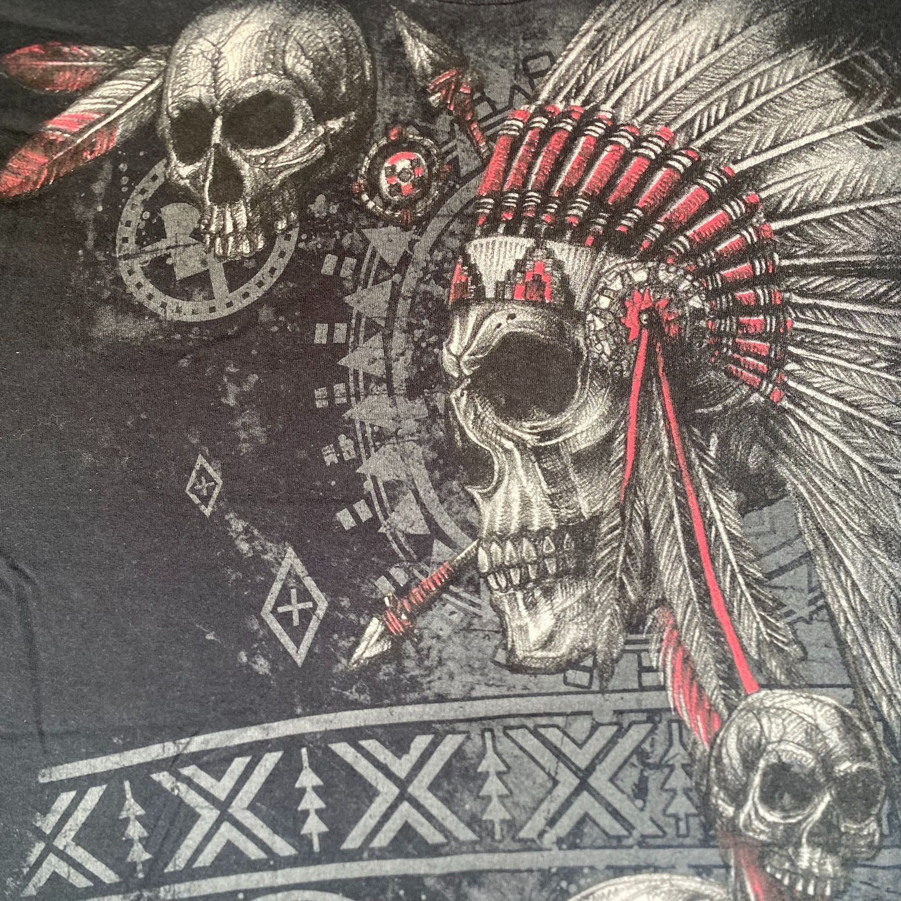 Gildan Vintage Y2K Native Skull Shirt Western Goth Punk Tee Size US L / EU 52-54 / 3 - 3 Thumbnail