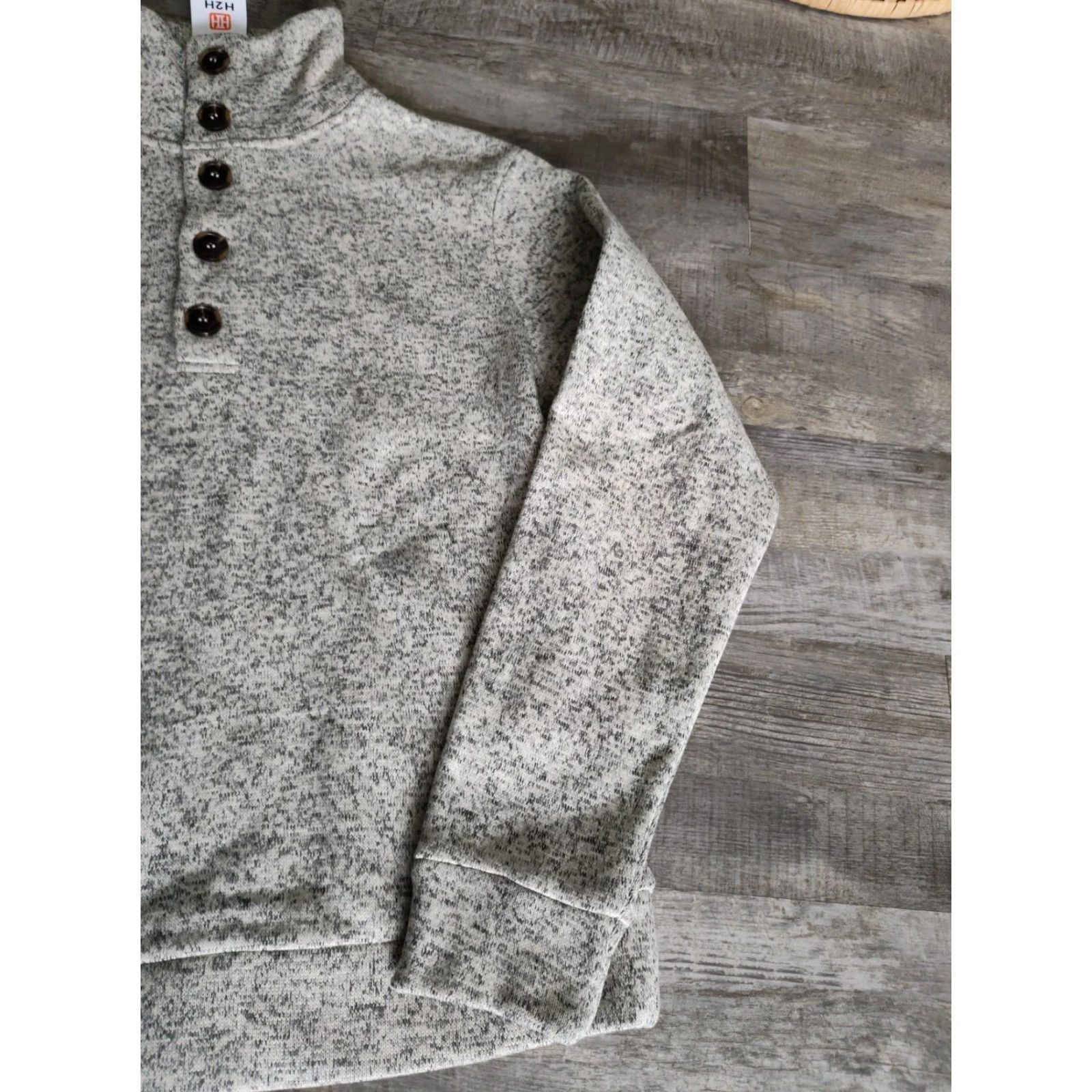 Vintage H 2H Mens S Cream Gray Marled Knit Pullover Sweater 1/4 Button Mock Neck NWT S Size US S / EU 44-46 / 1 - 7 Thumbnail