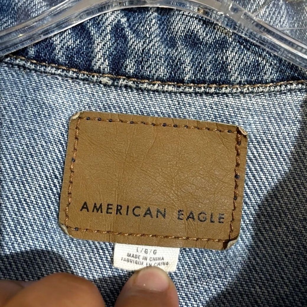 Vintage American Eagle Blue Light Wash Button Up Denim Jean Jacket Men Large Size L Size 36" / US 14 / IT 50 - 3 Thumbnail