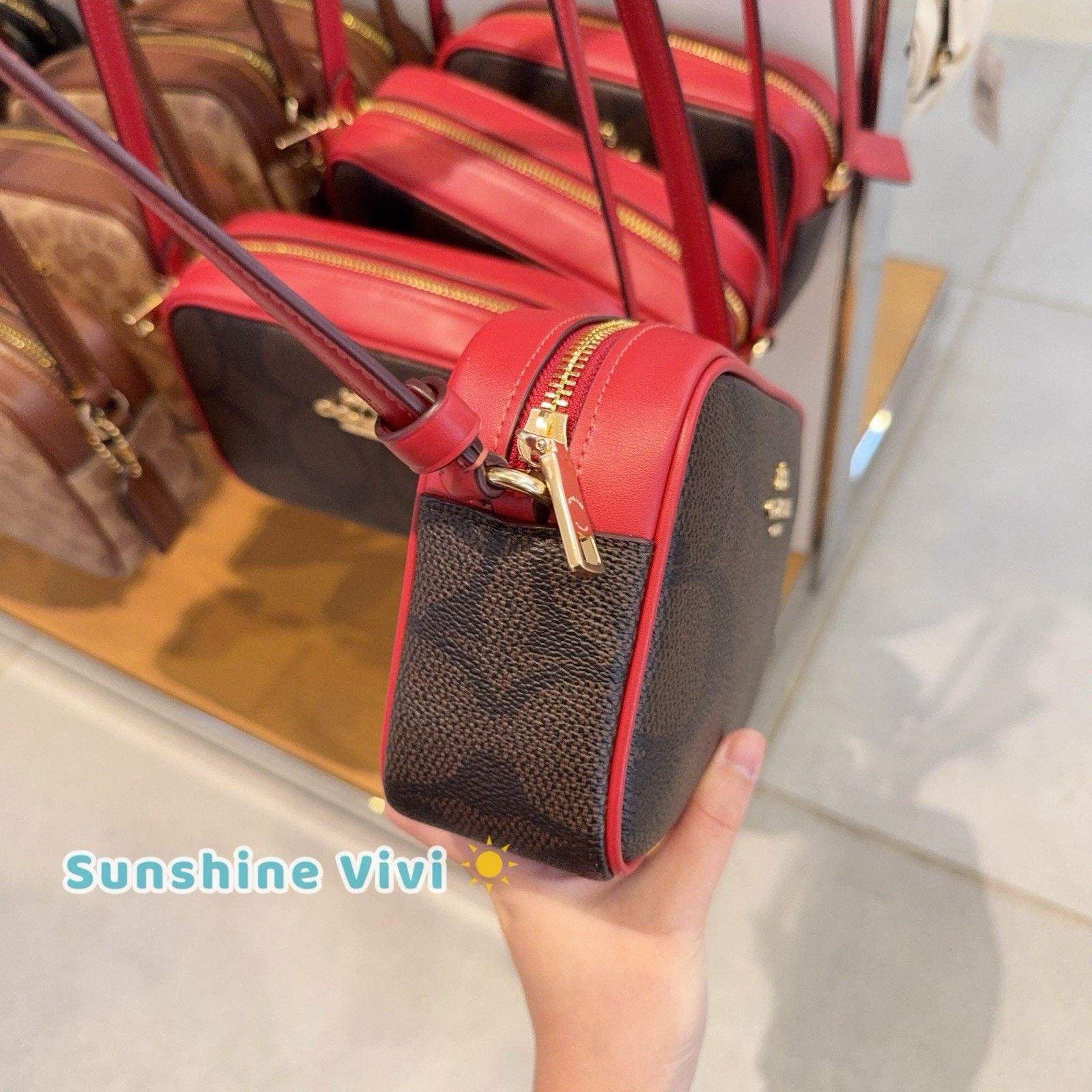 Coach NWT Coach Mini Jamie Camera Bag CCO12 WALNUT/TRUE RED Size ONE SIZE - 2 Thumbnail