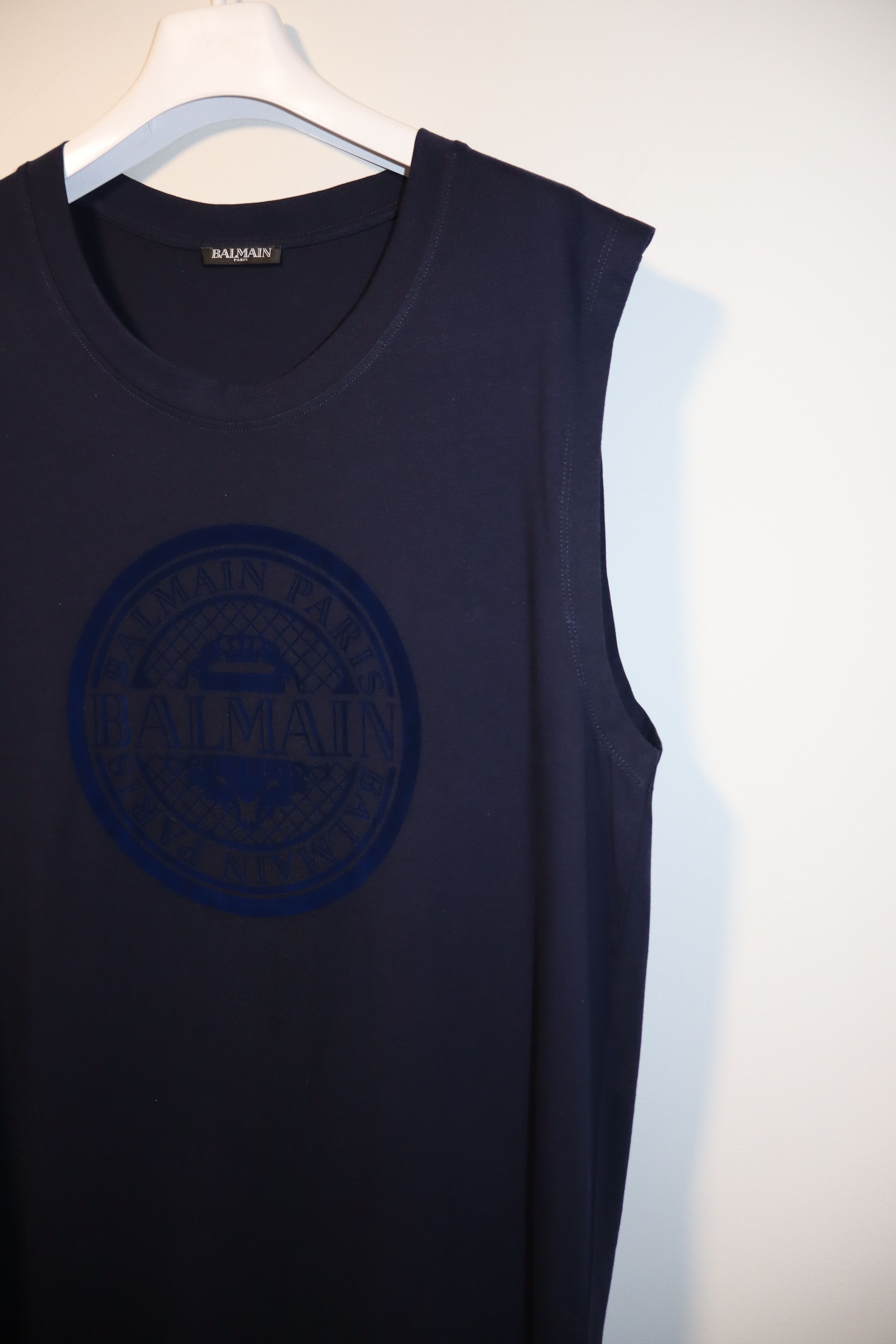 Balmain Balmain flock print logo tanktop Size US M / EU 48-50 / 2 - 2 Thumbnail