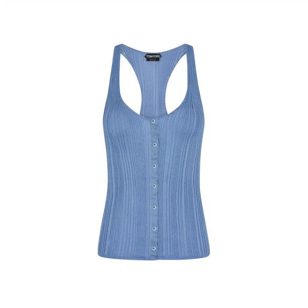 Tom Ford o1loc1c0325 TSK331 Racerback Tank Top in Light Blue Size M / US 6-8 / IT 42-44 - 1 Preview