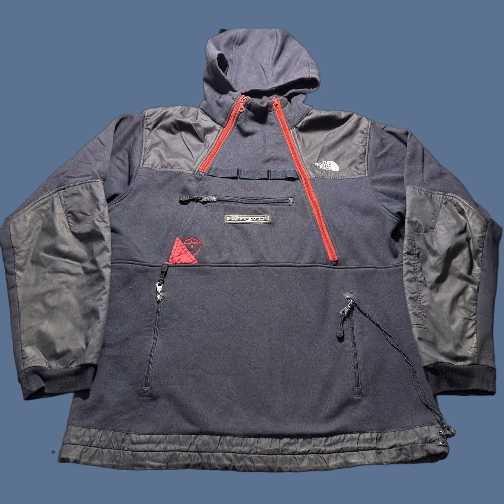 VINTAGE The North Face Steep Tech Jacket 3XL Blue Mens Windbreaker Fleece Hooded Pockets Zipper 90s 2000s Outdoor Ski Snowboard Hiking