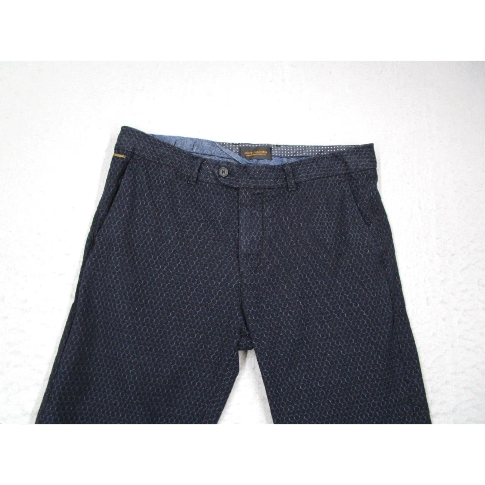 Scotch & Soda Scotch & Soda Mens Blue Slim Patterned Chino Pants 32x32 Cotton Blend Tapered Size US 32 / EU 48 - 2 Thumbnail