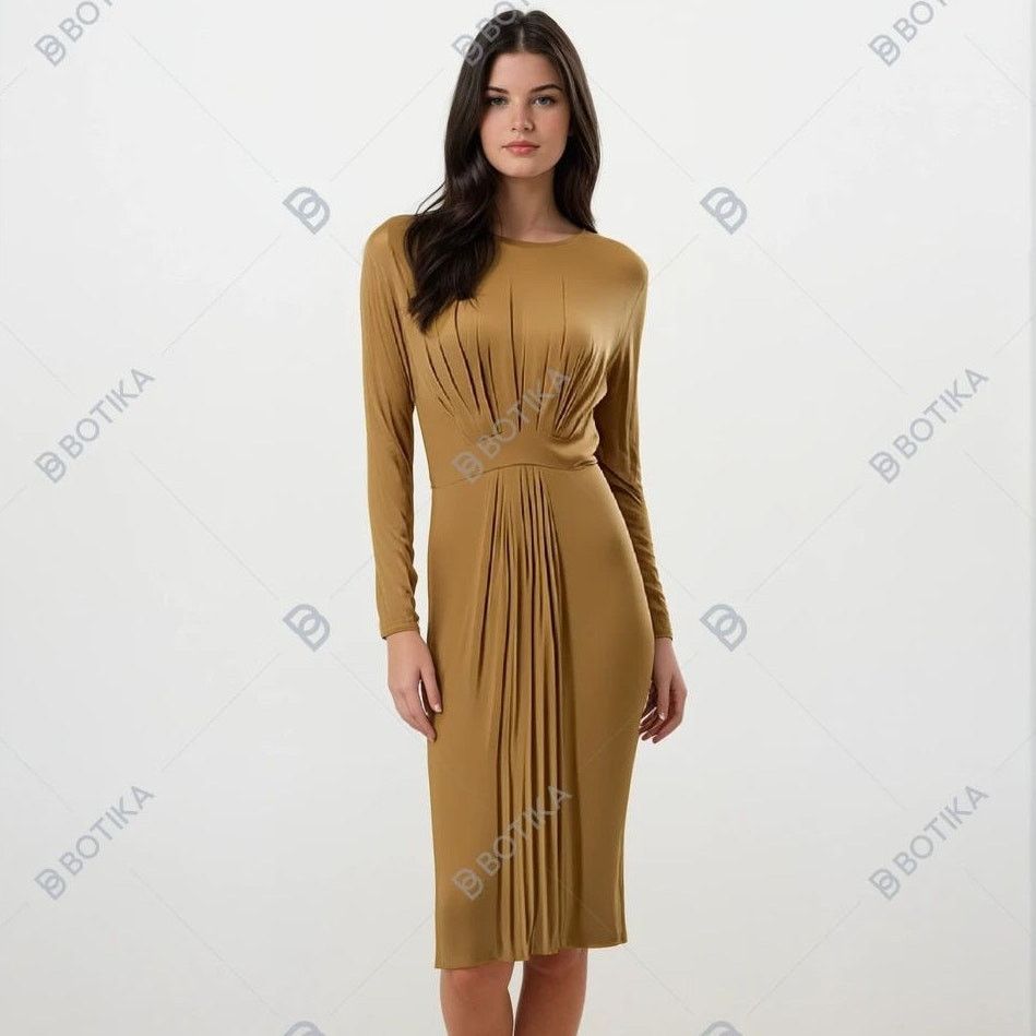 Amanda Uprichard Amanda Uprichard Brown Pleated Illusion Silk Dress Size L Size L / US 10 / IT 46 - 1 Thumbnail