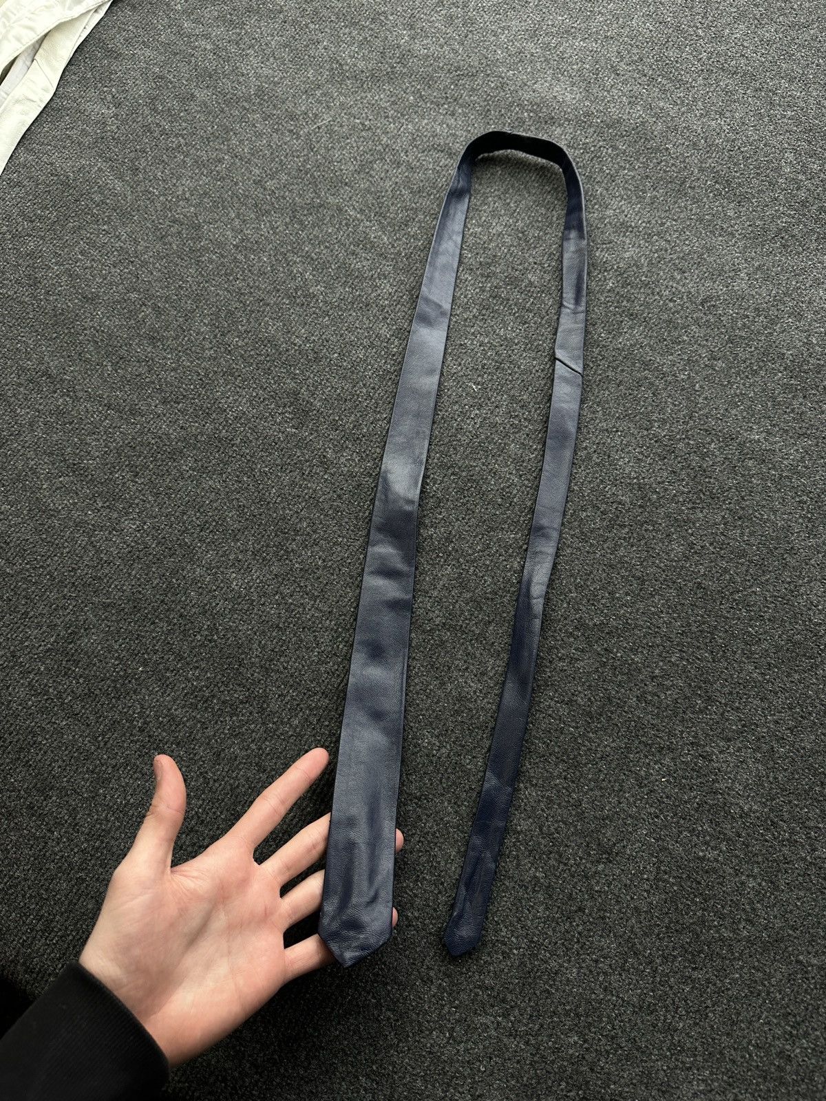 Other 🚨 LEATHER BLUE ITALY TIE LUXURY VNTG RARE OLD MONEY Size ONE SIZE - 5 Thumbnail