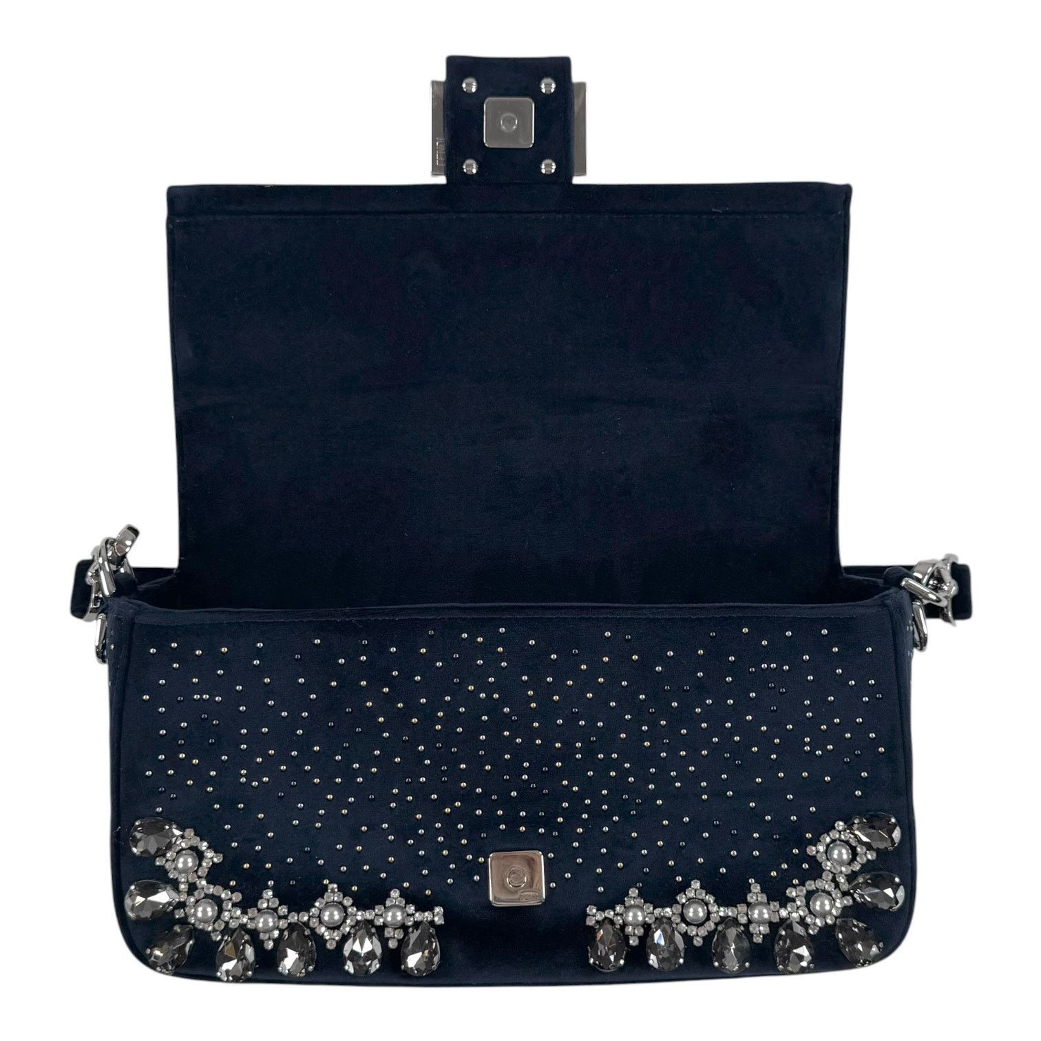 Fendi Fendi Midnight Velvet Crystal Embellished Baguette Size ONE SIZE - 8 Thumbnail