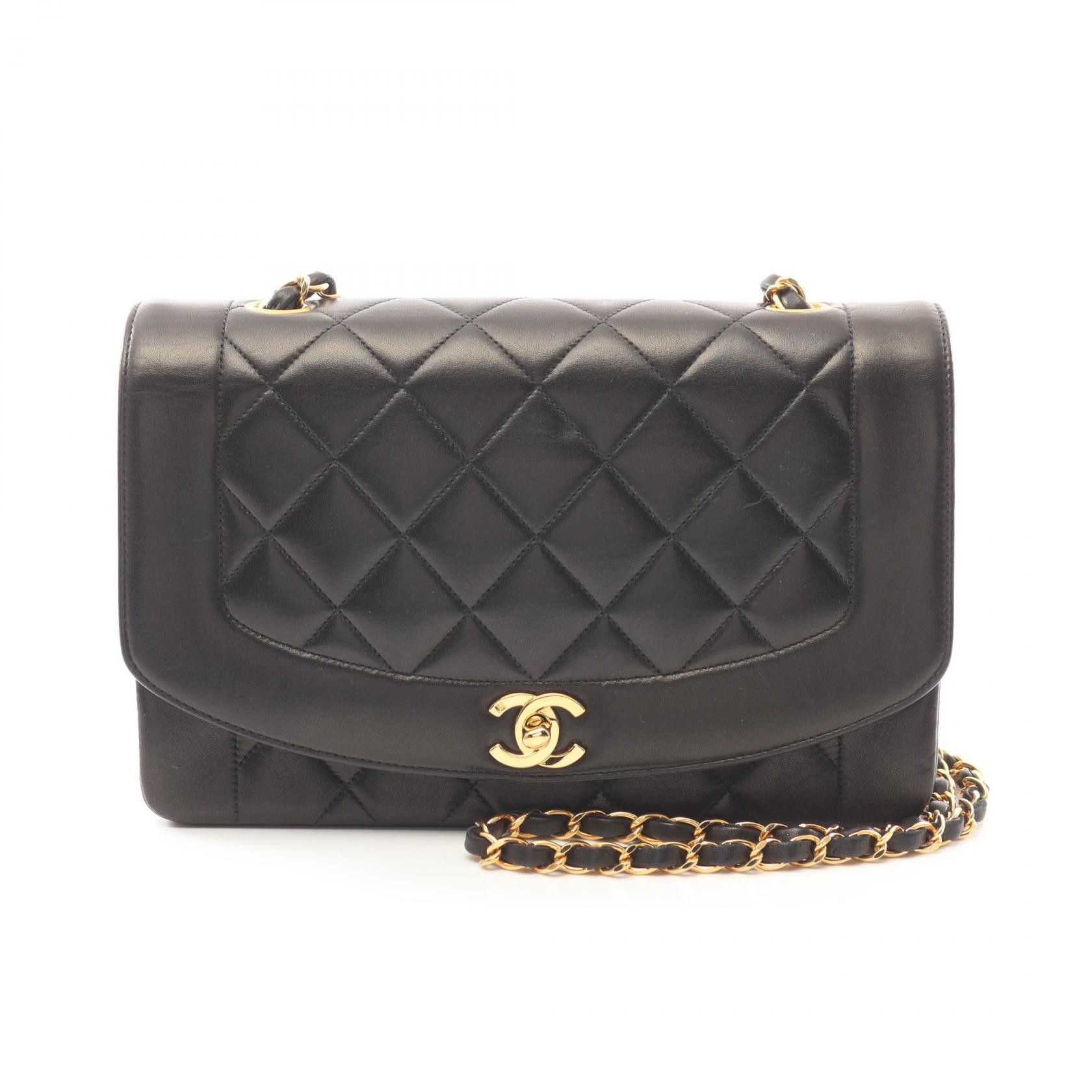 Chanel Chanel Matelasse Diana Flap Lambskin Shoulder Bag Leather Shoulder Bag A01165 in Black, Women's