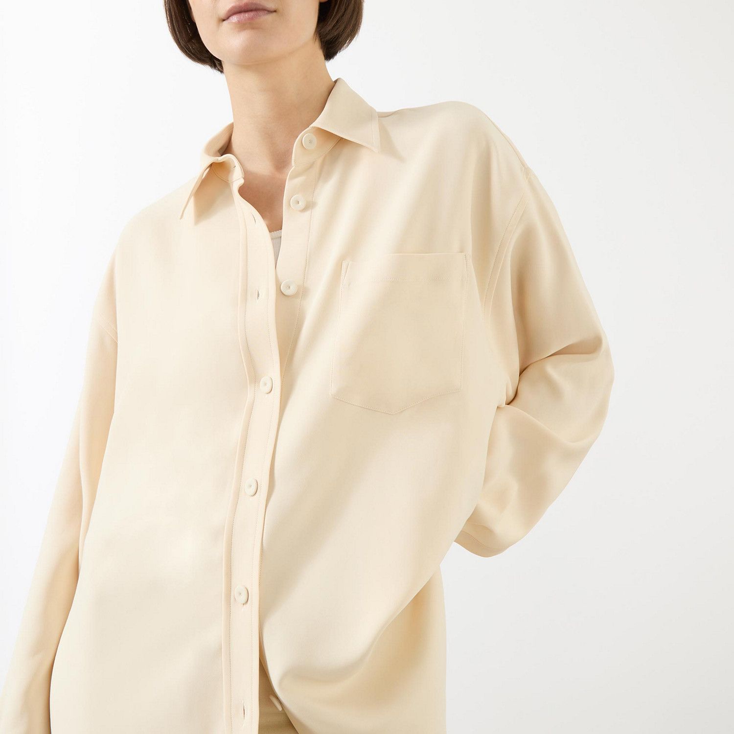 Stella McCartney o1s22i1n1024 Crepe Jersey Oversized Shirt in Neutro Size S / US 4 / IT 40 - 5 Thumbnail